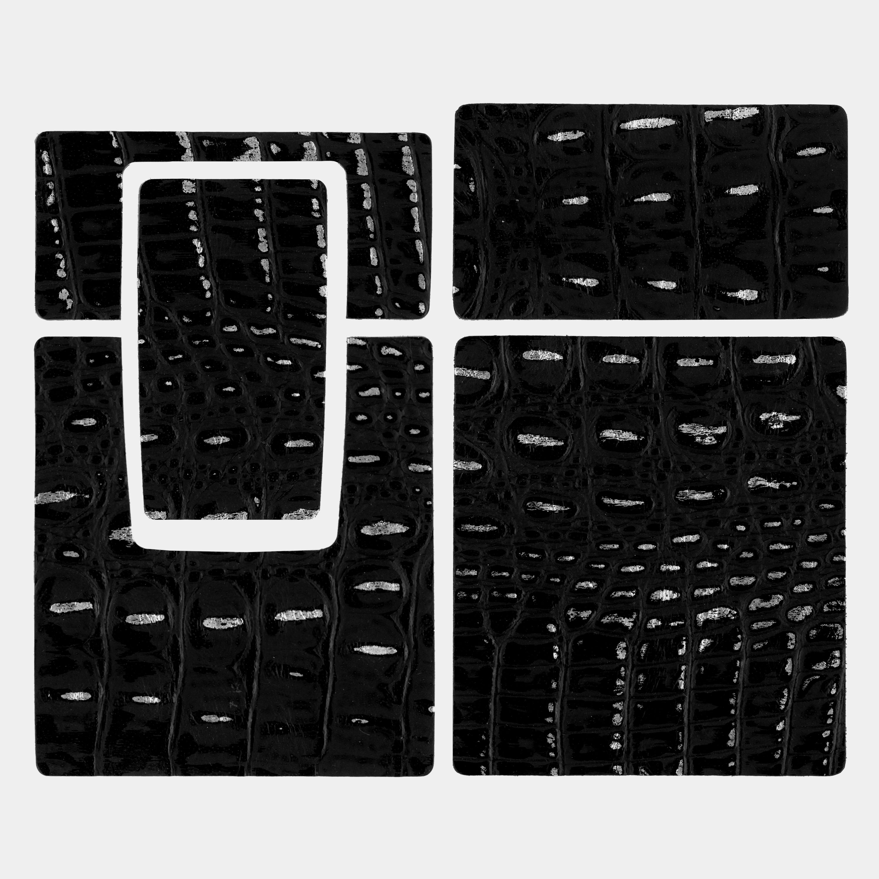 SX-70/SLR-680 Black/Silver Faux Alligator Embossed Leather Camera Skins