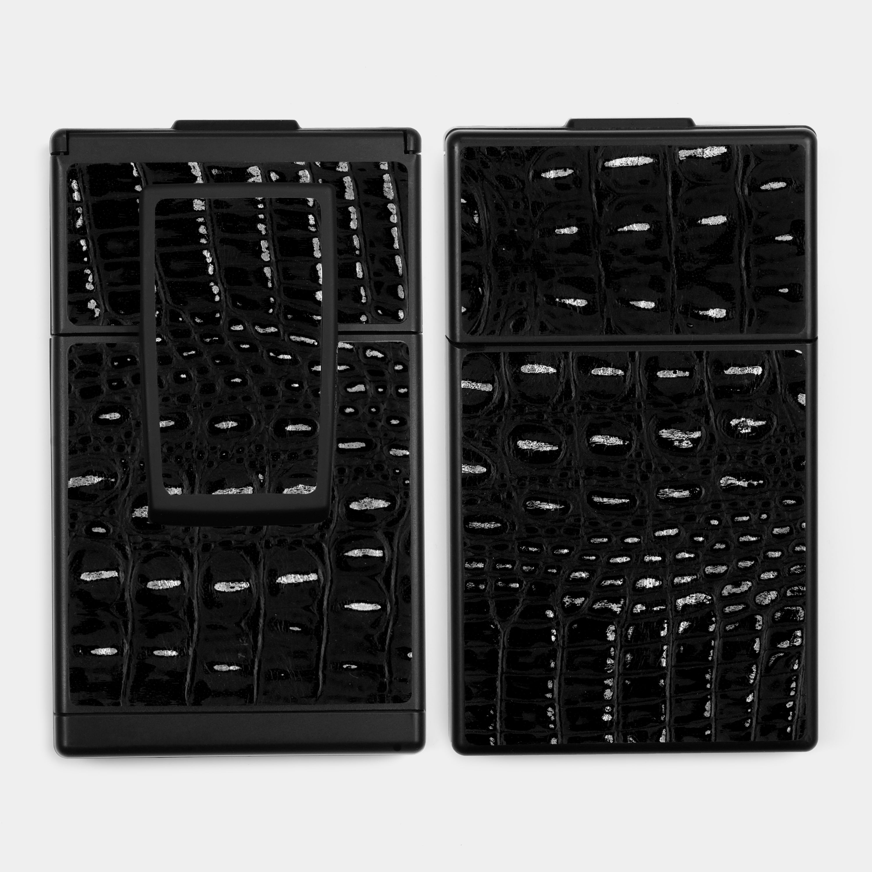 SX-70/SLR-680 Black/Silver Faux Alligator Embossed Leather Camera Skins