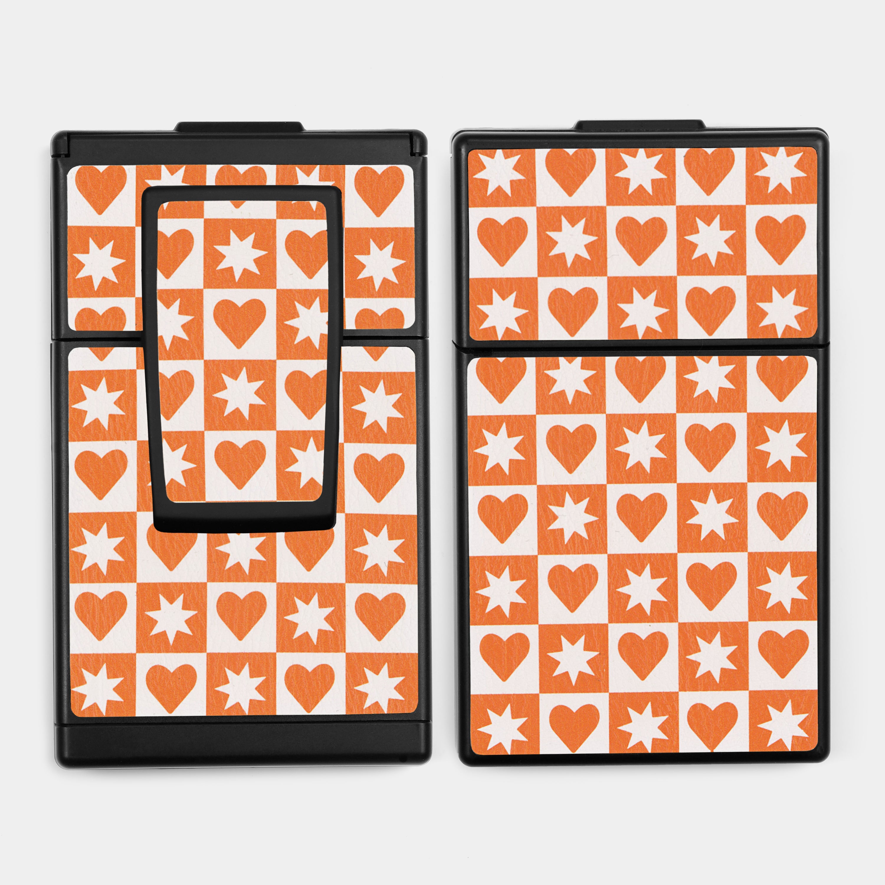 SX-70/SLR-680 Orange Hearts and Stars Vegan Leather Camera Skins