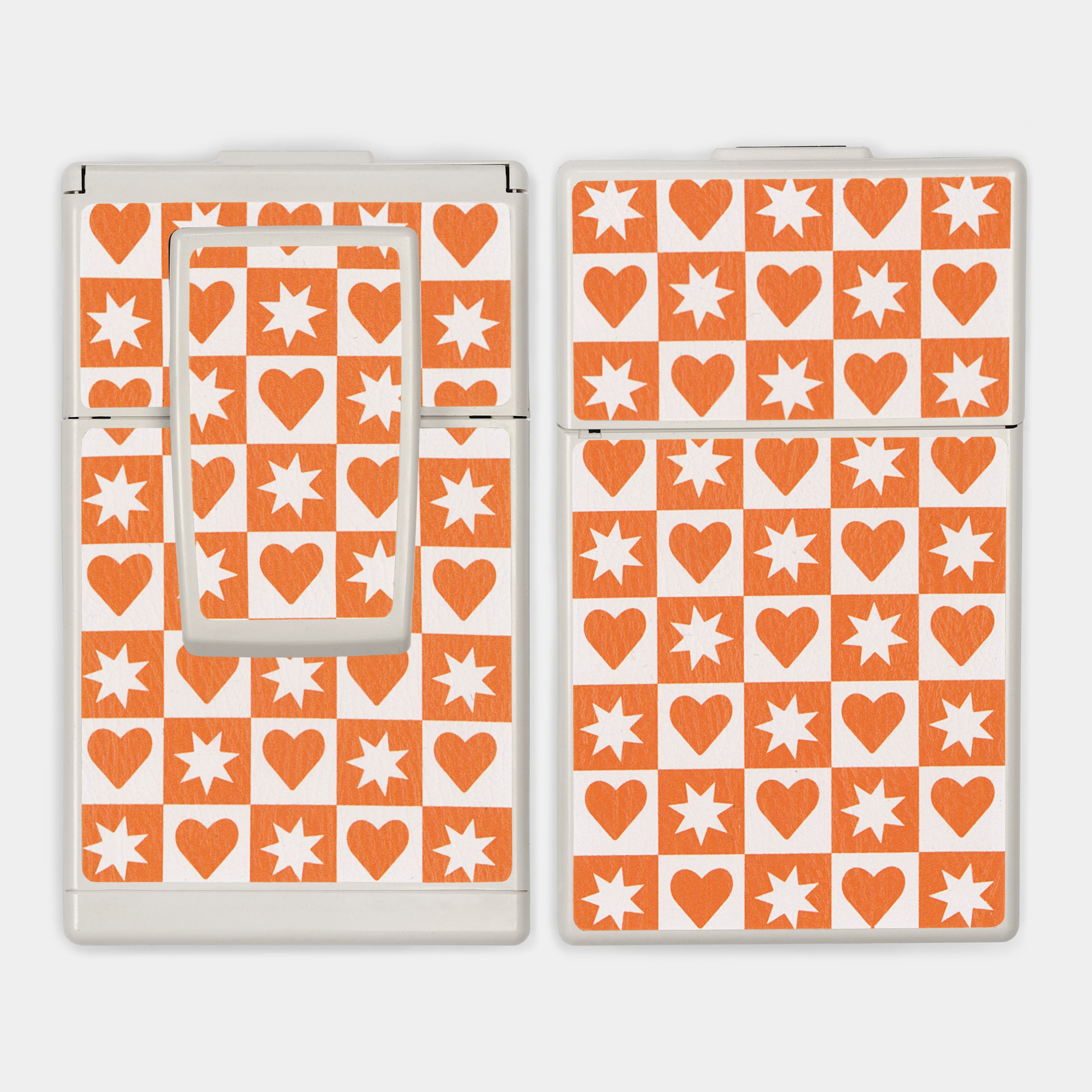 SX-70/SLR-680 Orange Hearts and Stars Vegan Leather Camera Skins