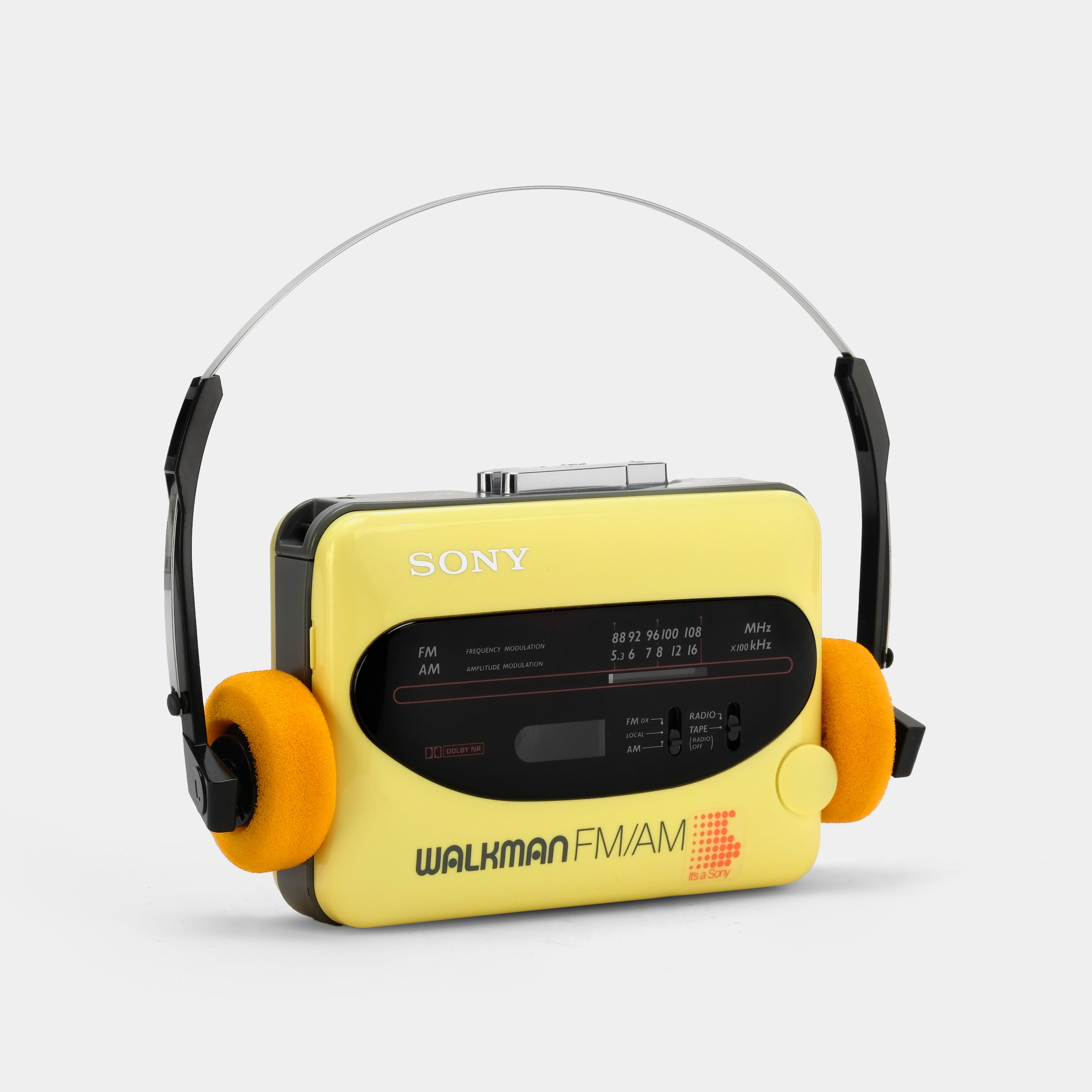 Sony Yellow Walkman Sports Portable Cassette Player and Radio AVLS w/