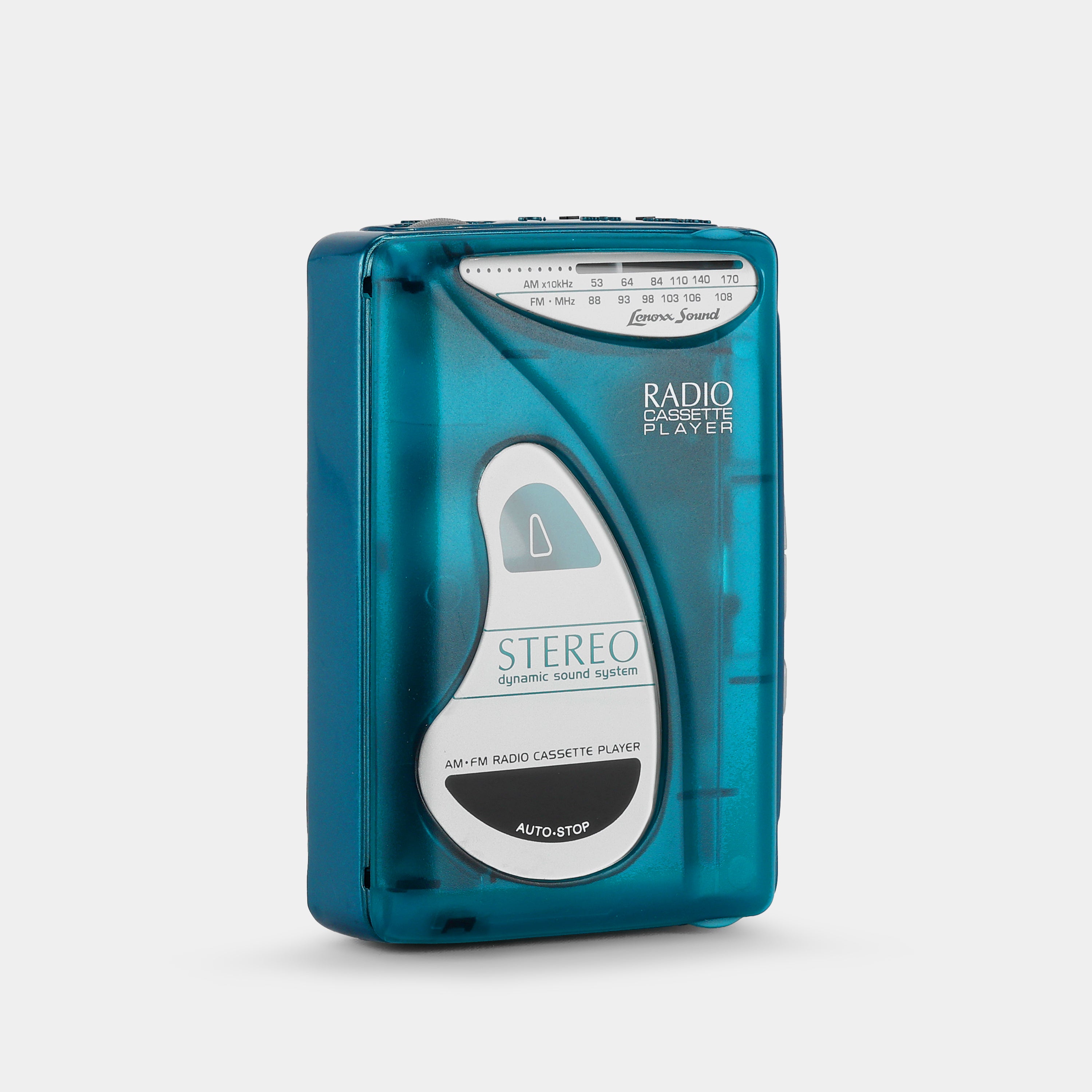 Lenoxx Sound 9190 Clear Blue Stereo AM/FM Portable Cassette Player With Speakers