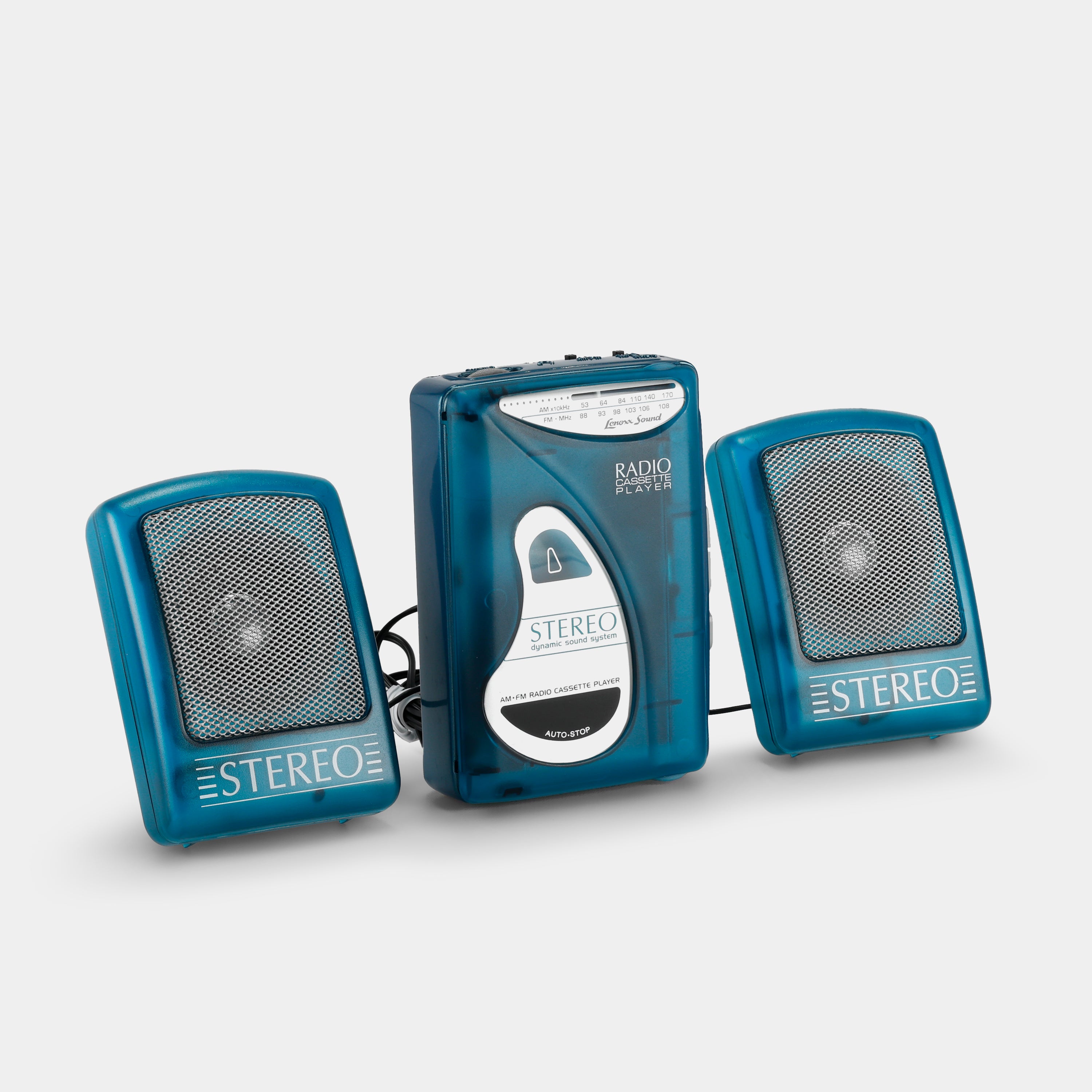 Lenoxx Sound 9190 Clear Blue Stereo AM/FM Portable Cassette Player With Speakers
