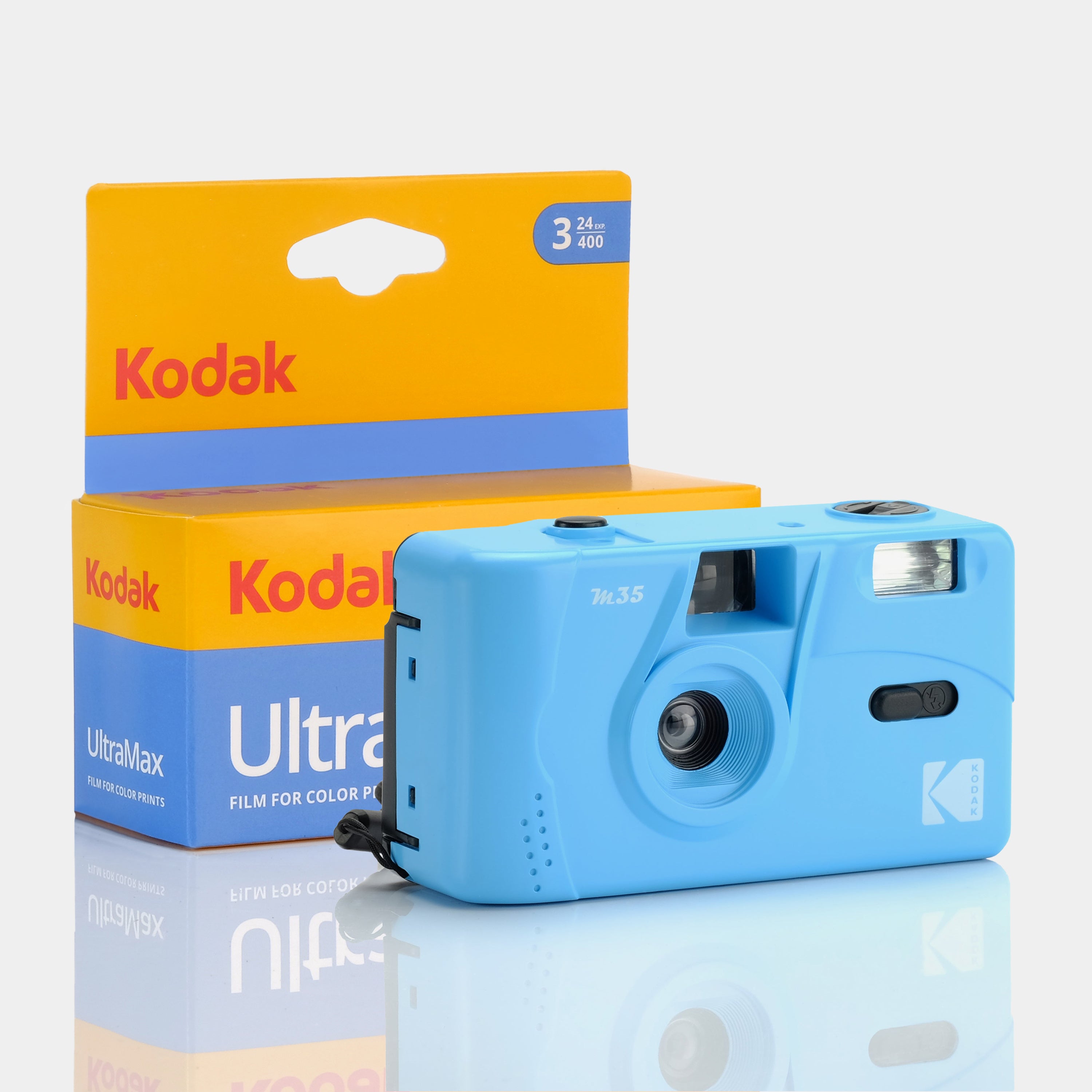 Kodak M35 Reusable 35mm Point and Shoot Blue Compact Film Camera With 3-Pack Kodak UltraMax Film