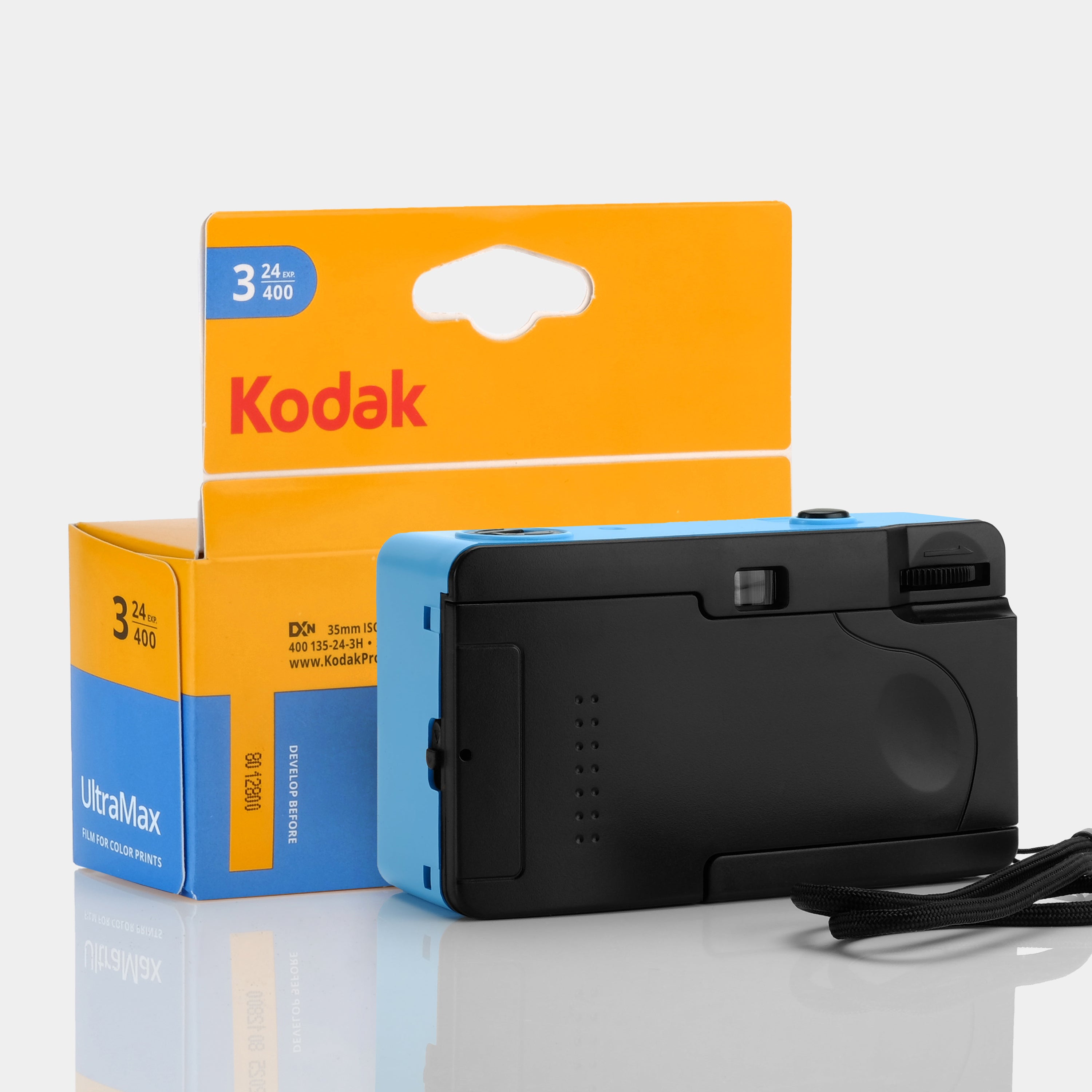 Kodak M35 Reusable 35mm Point and Shoot Blue Compact Film Camera With 3-Pack Kodak UltraMax Film