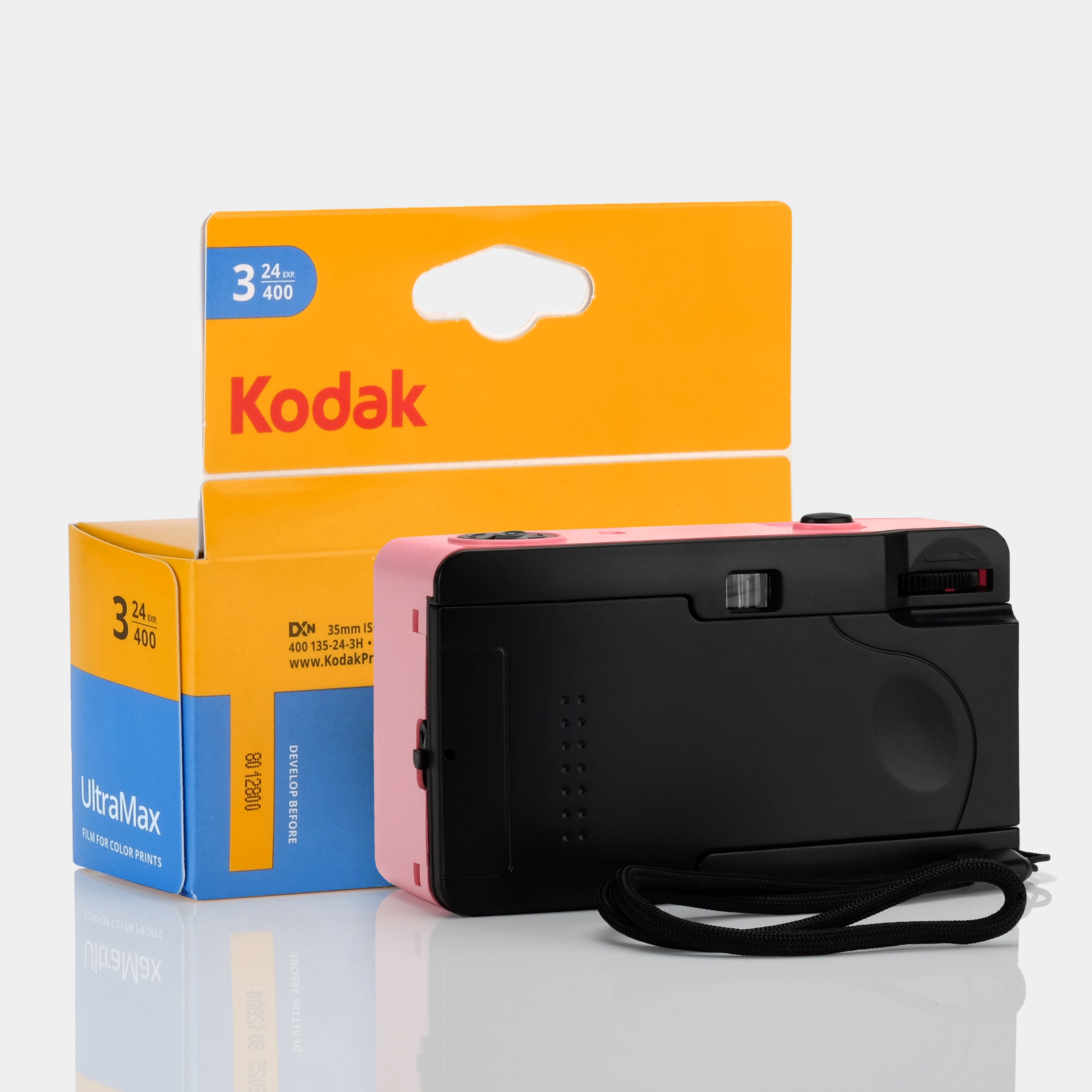 Kodak M35 Reusable 35mm Point and Shoot Pink Camera With 3-Pack Kodak UltraMax Film
