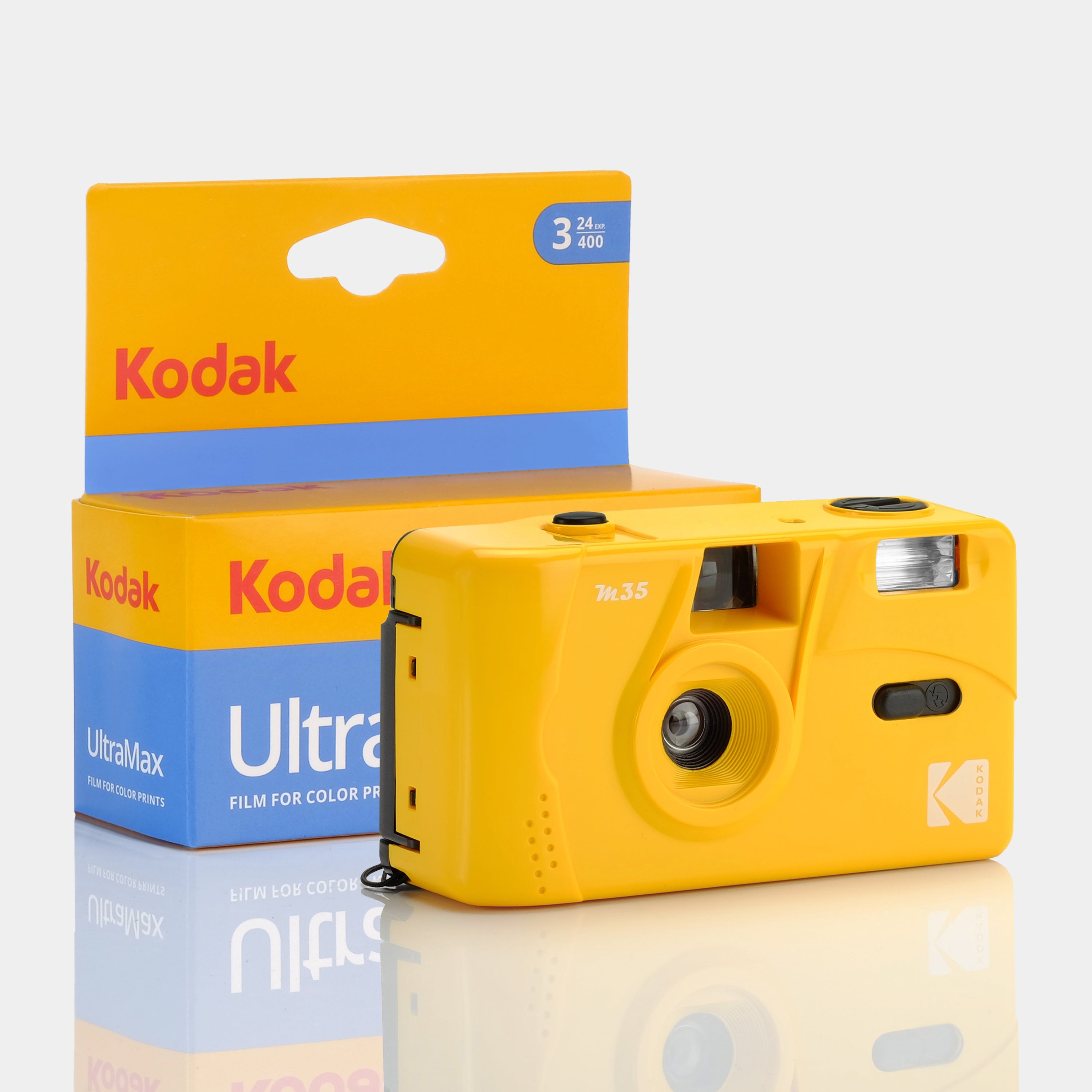 Kodak M35 Reusable 35mm Point and Shoot Yellow Compact Film Camera With 3-Pack Kodak UltraMax Film