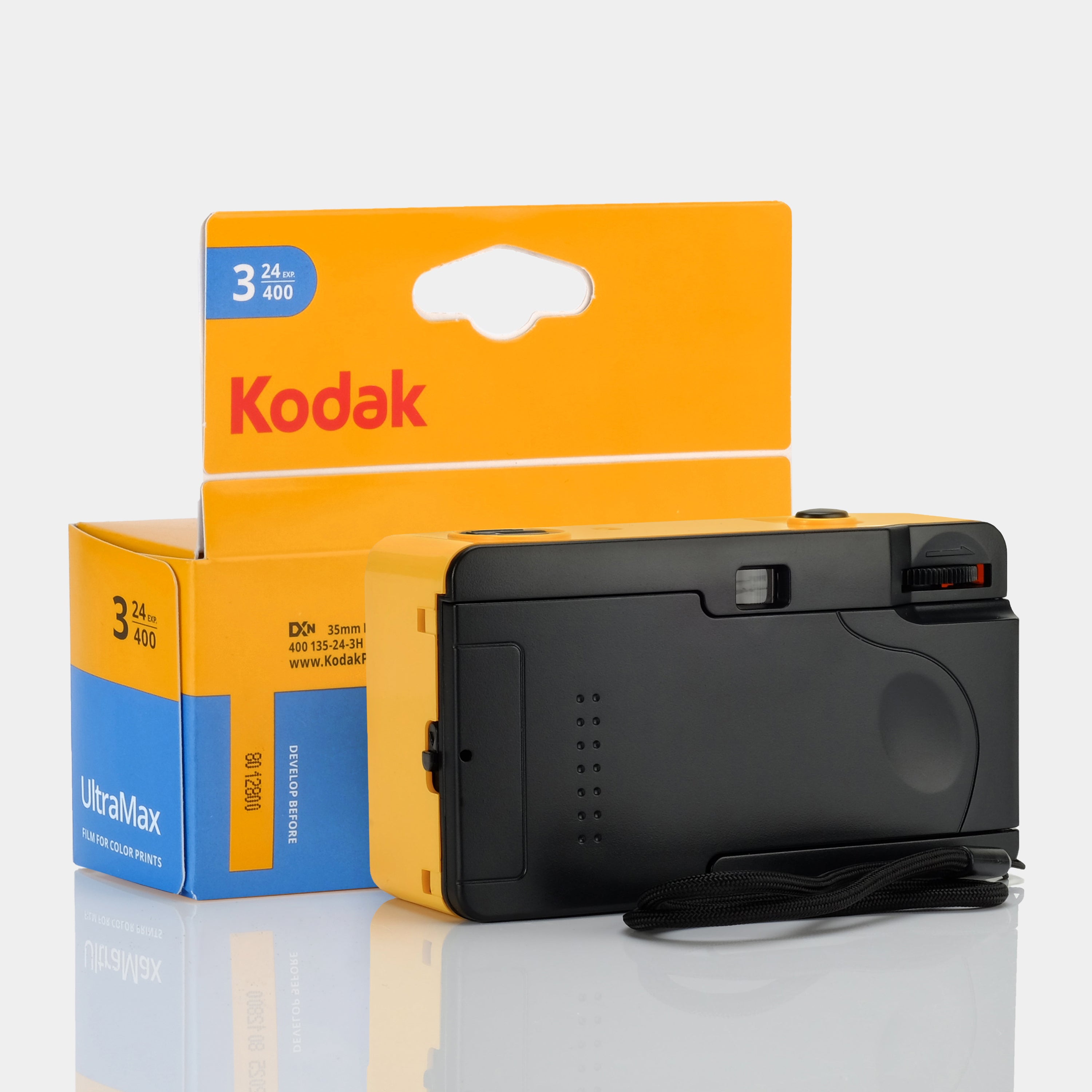 Kodak M38 Reusable 35mm Point and Shoot Yellow Compact Film Camera With 3-Pack Kodak UltraMax Film