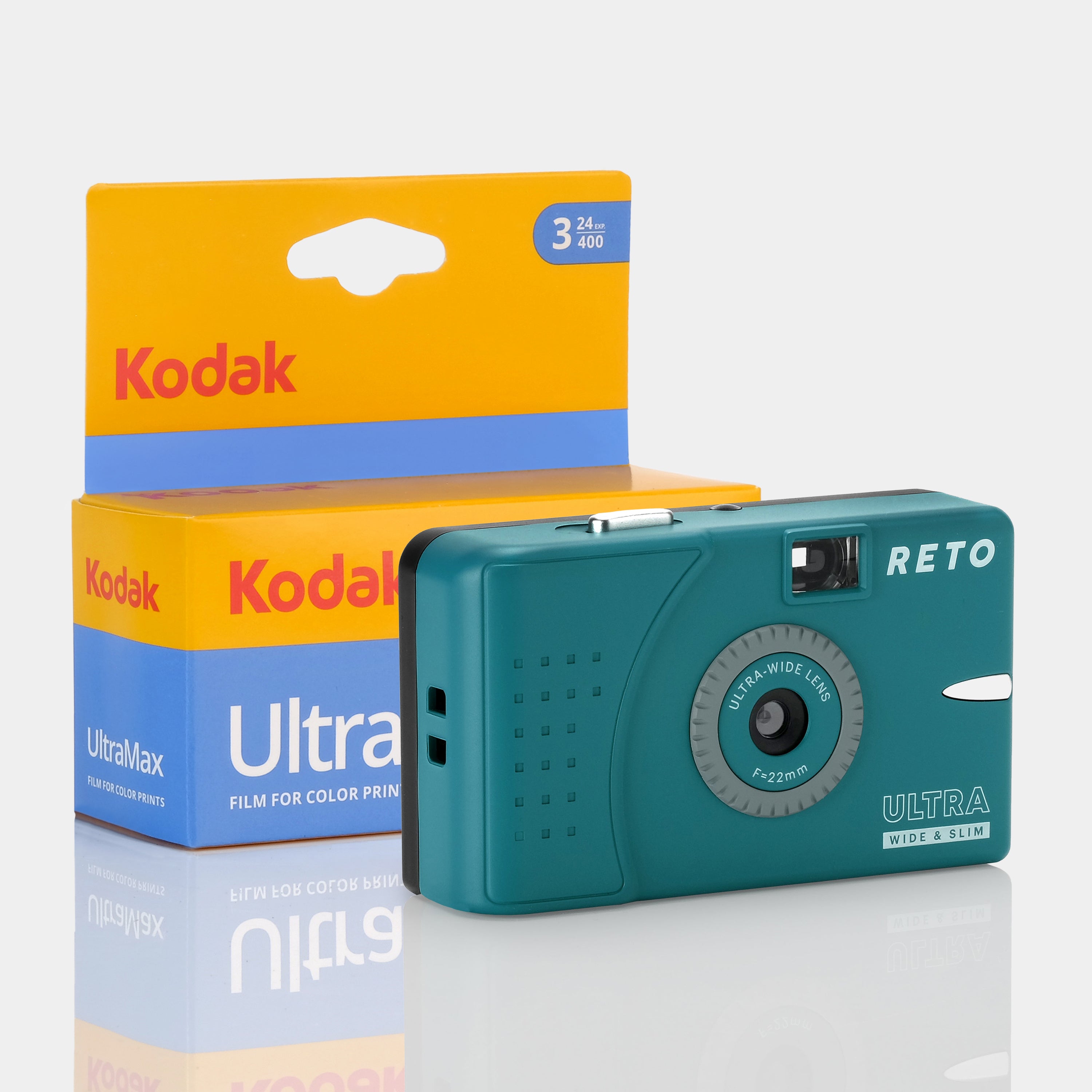 RETO Ultra Wide & Slim Murky Blue 35mm Film Camera With 3-Pack Kodak UltraMax Film