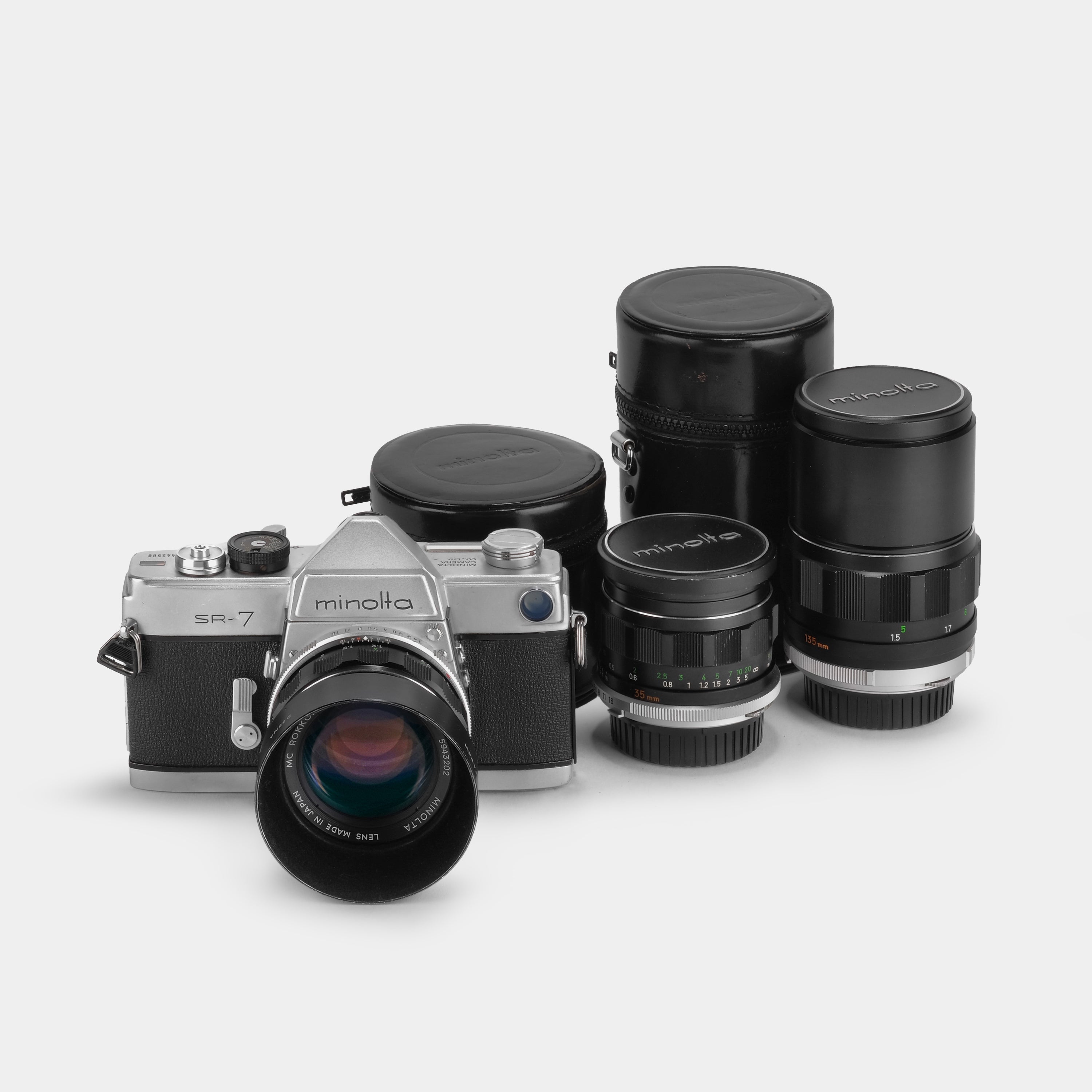 Minolta SR-7 35mm SLR Film Camera and Lenses