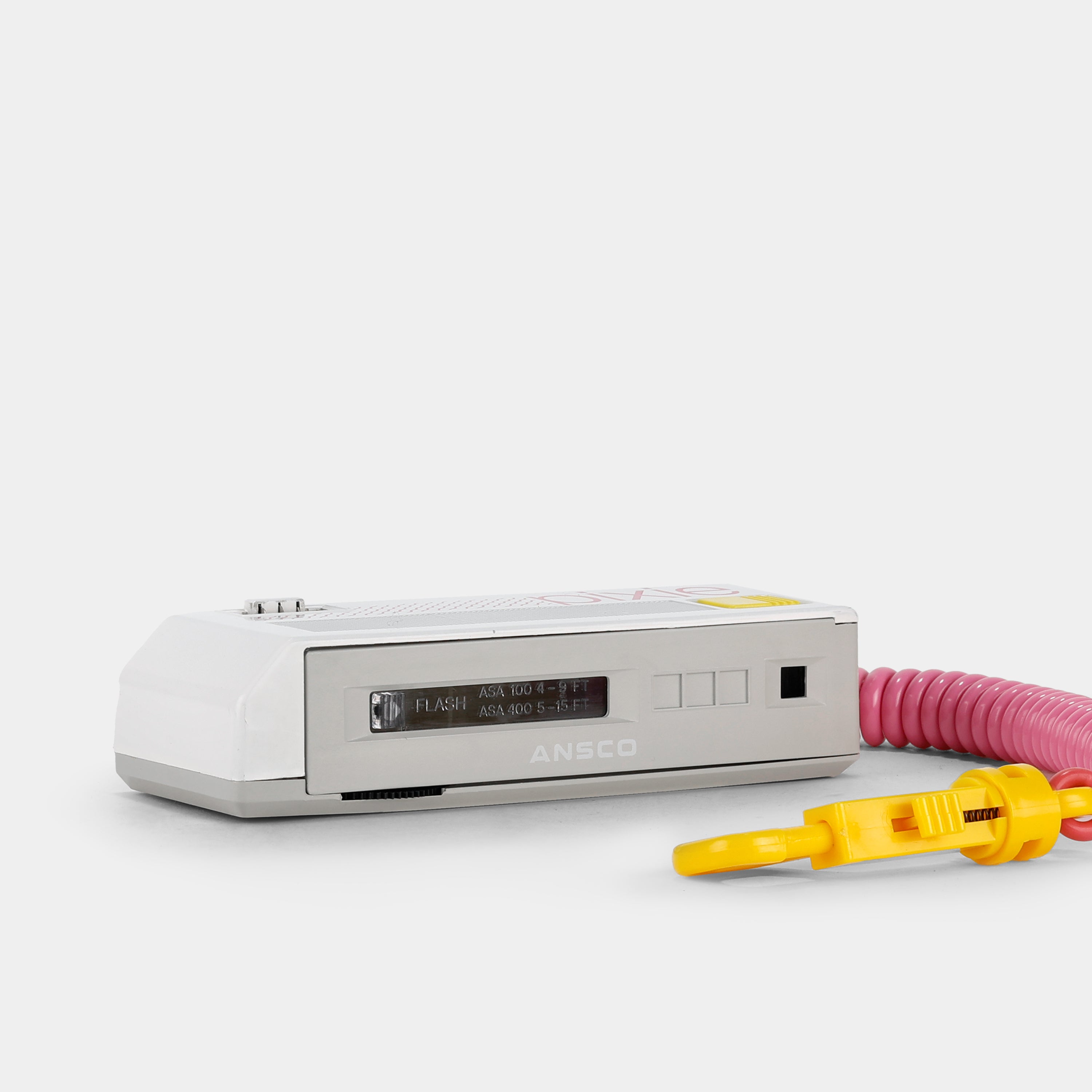 Ansco Pixie White/Pink 110 Format Film Camera and Keychain