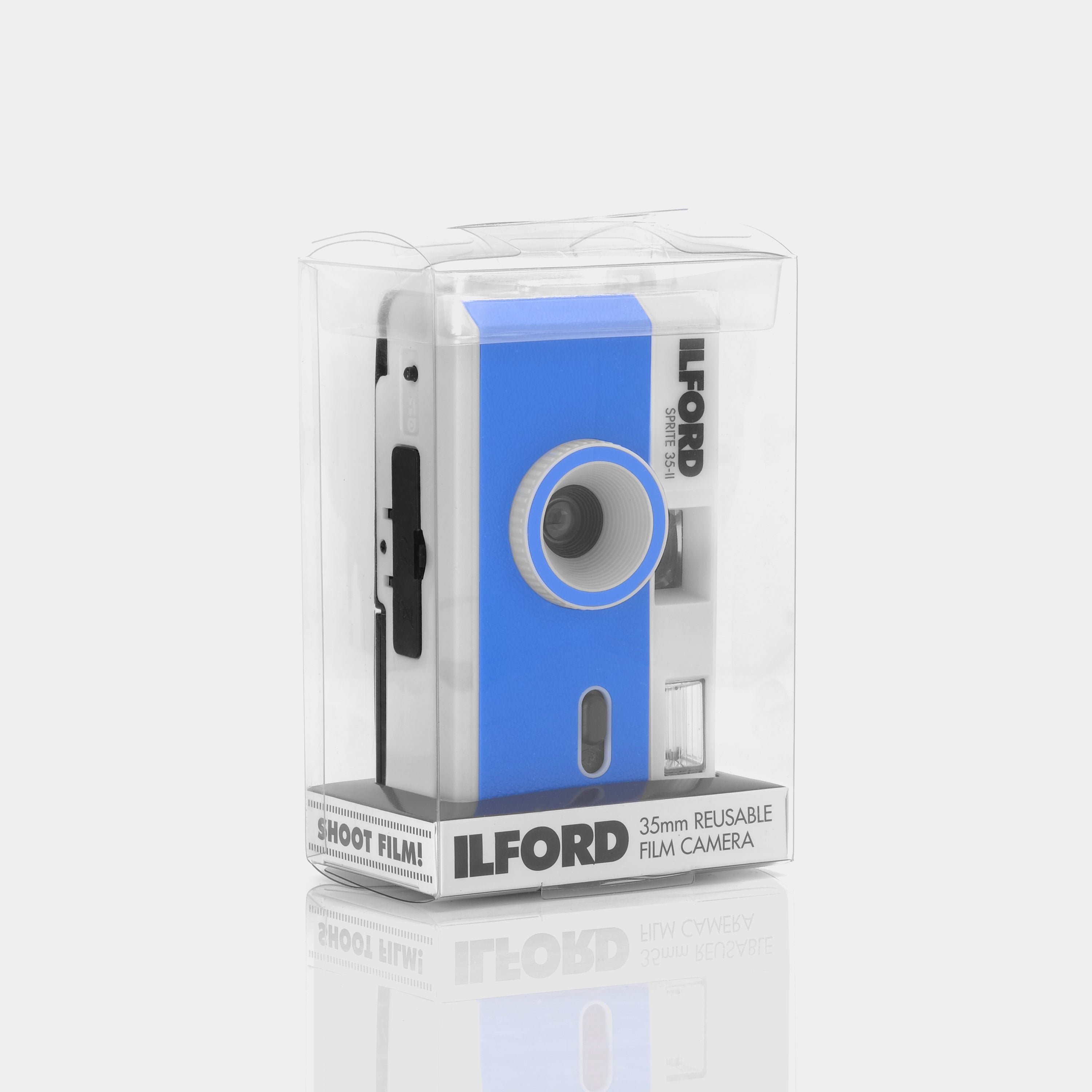 Ilford Sprite 35-II Reusable 35mm Point and Shoot Blue & Silver Film Camera With 3-Pack Kodak UltraMax Film