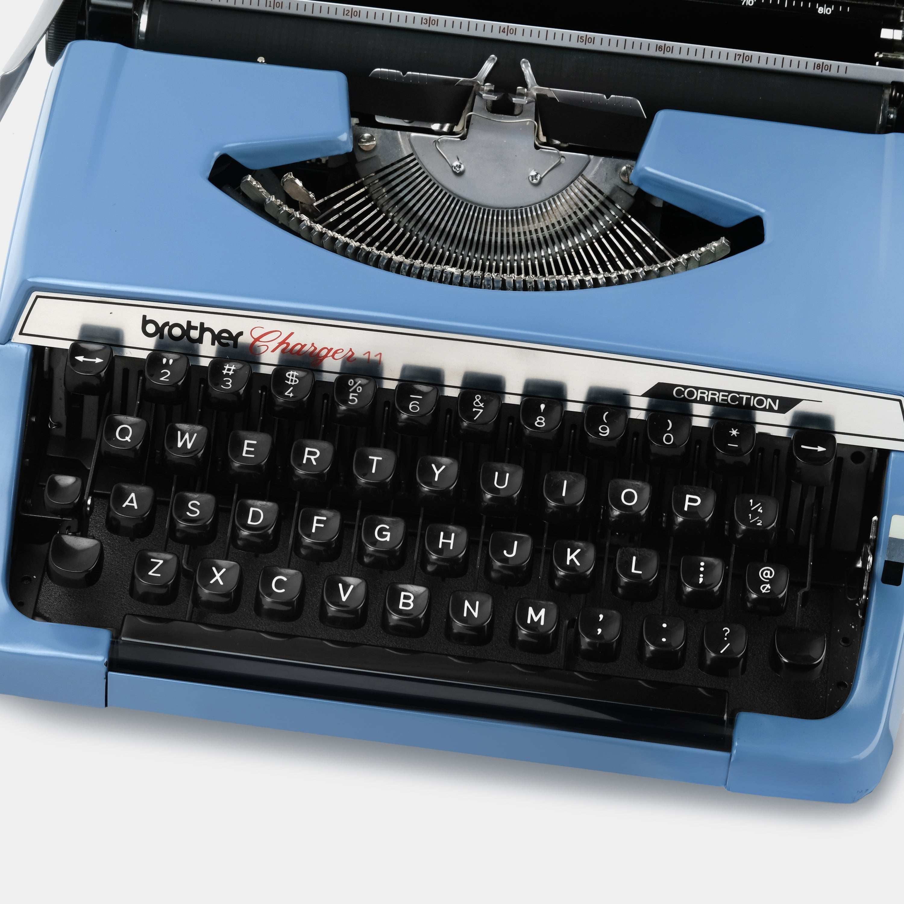 Brother Charger 11 Blue Manual Typewriter and Case