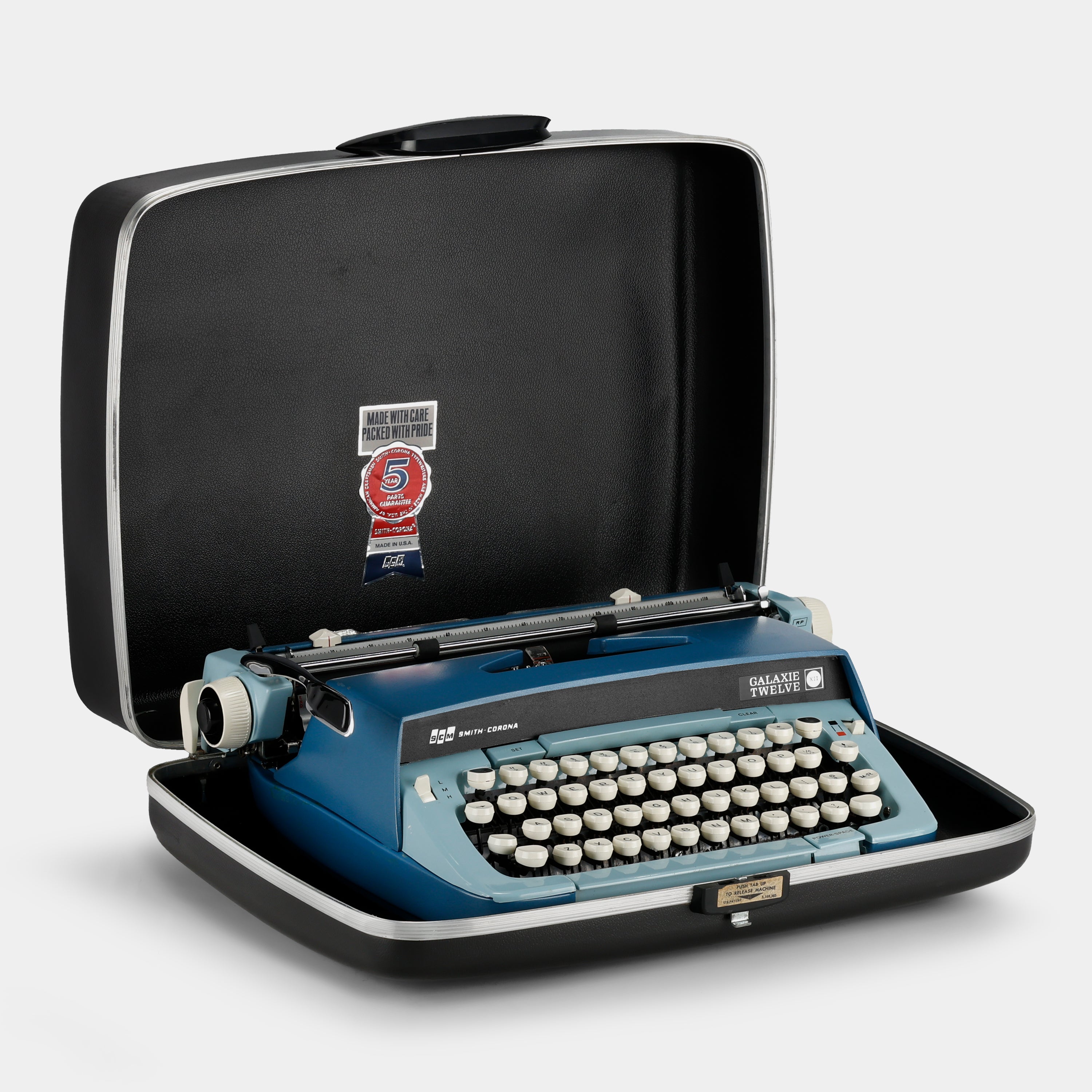 Smith-Corona Galaxie Twelve XII Blue Manual Typewriter and Case