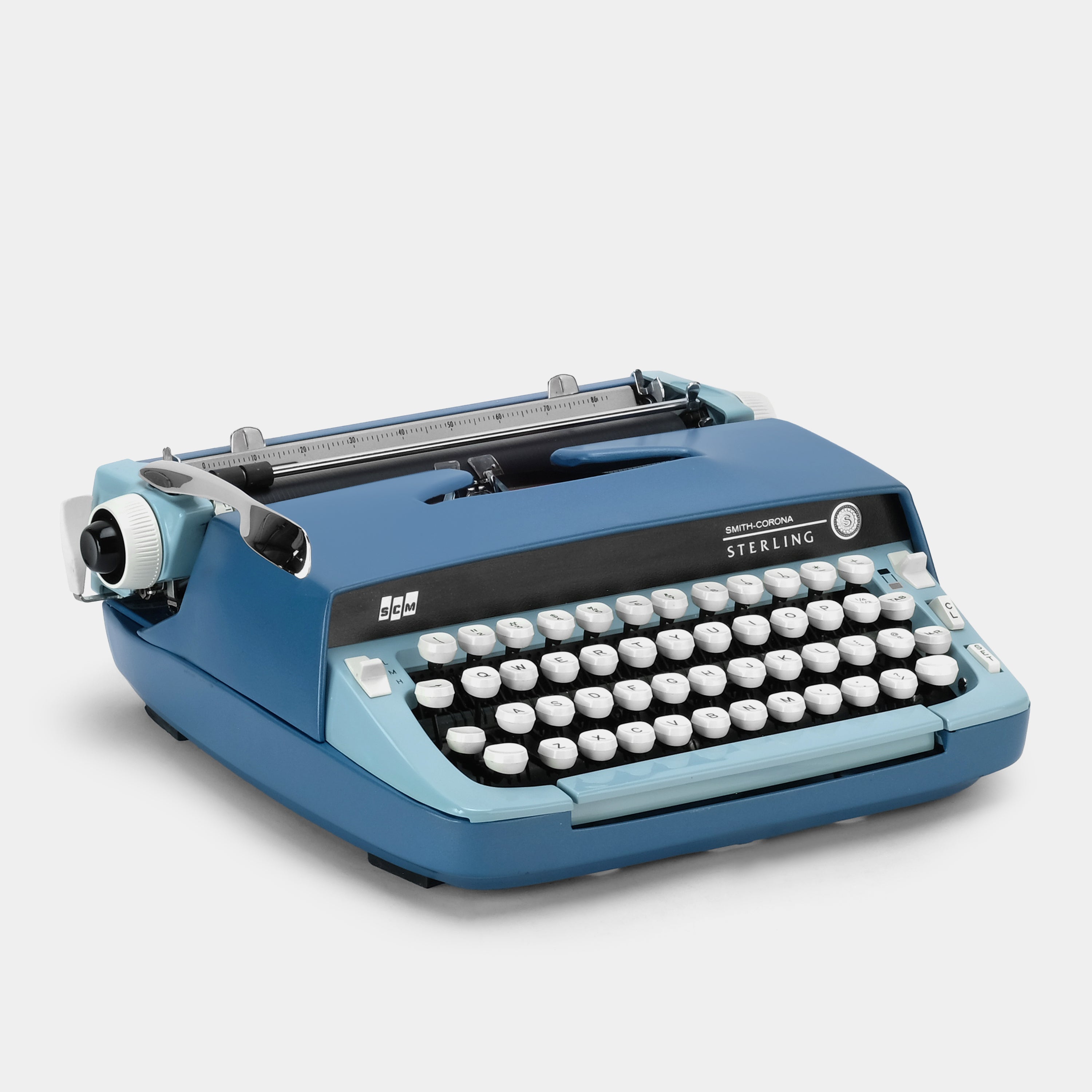 Smith-Corona Sterling Sky Blue Manual Typewriter and Case