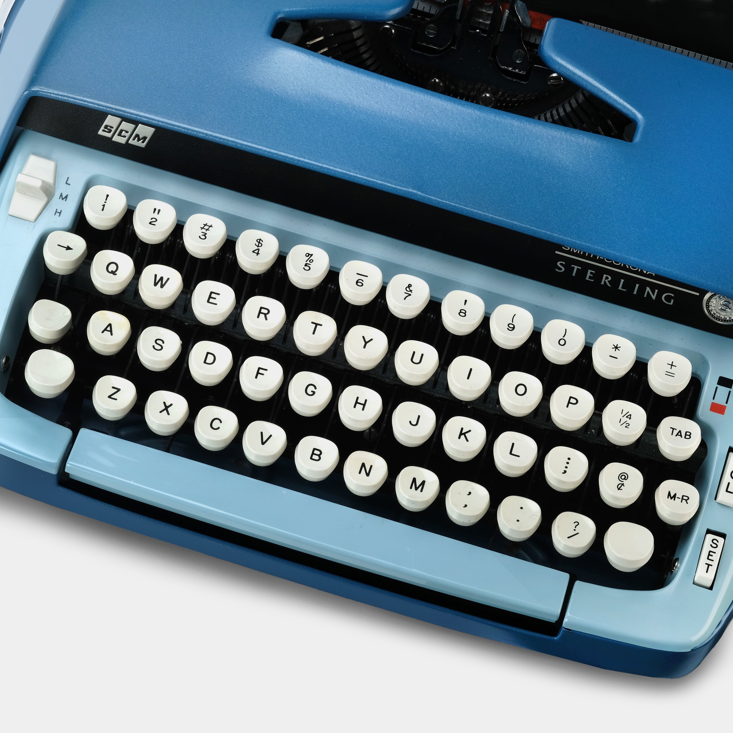 Smith-Corona Sterling Sky Blue Manual Typewriter and Case