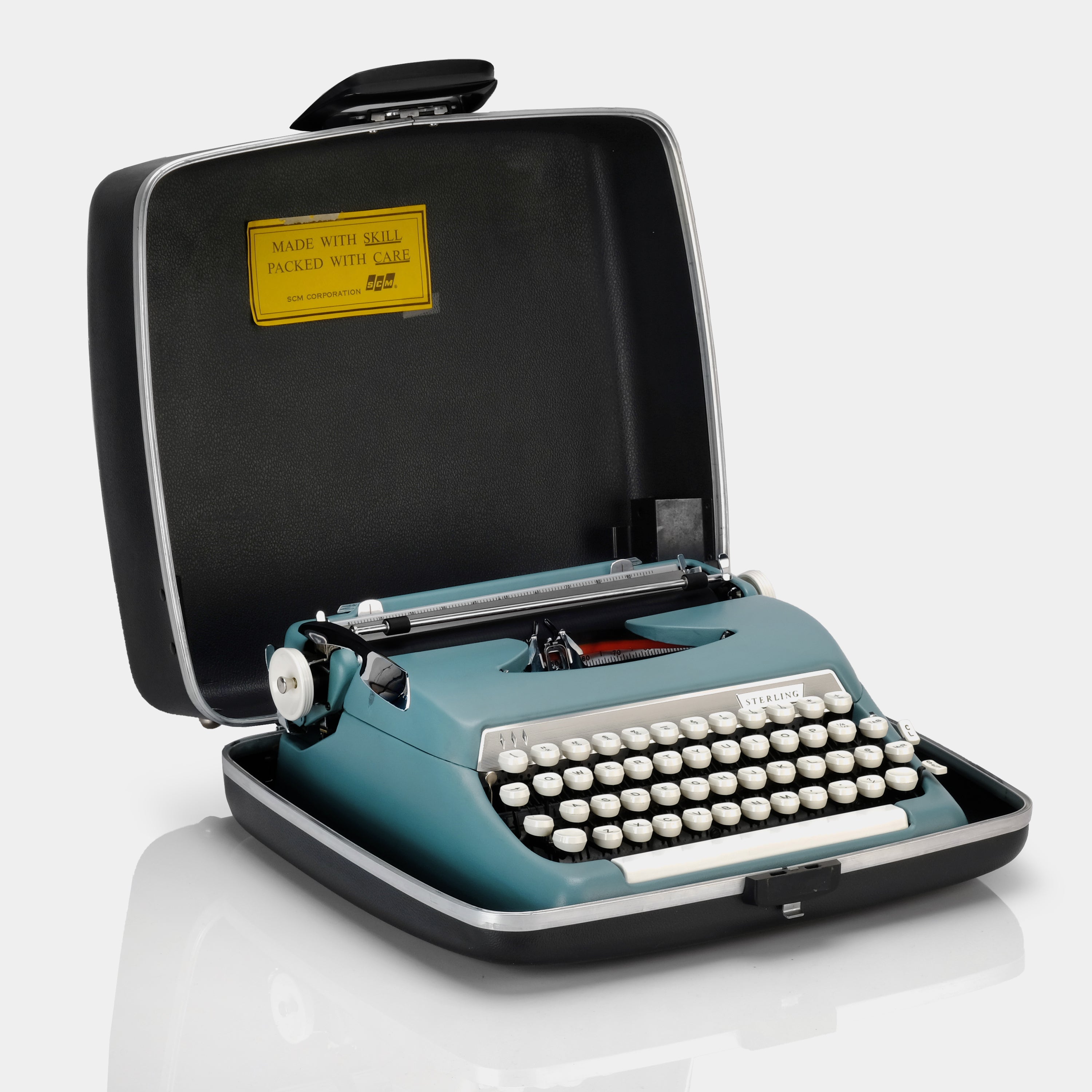 Smith-Corona Sterling Turquoise Manual Typewriter and Case