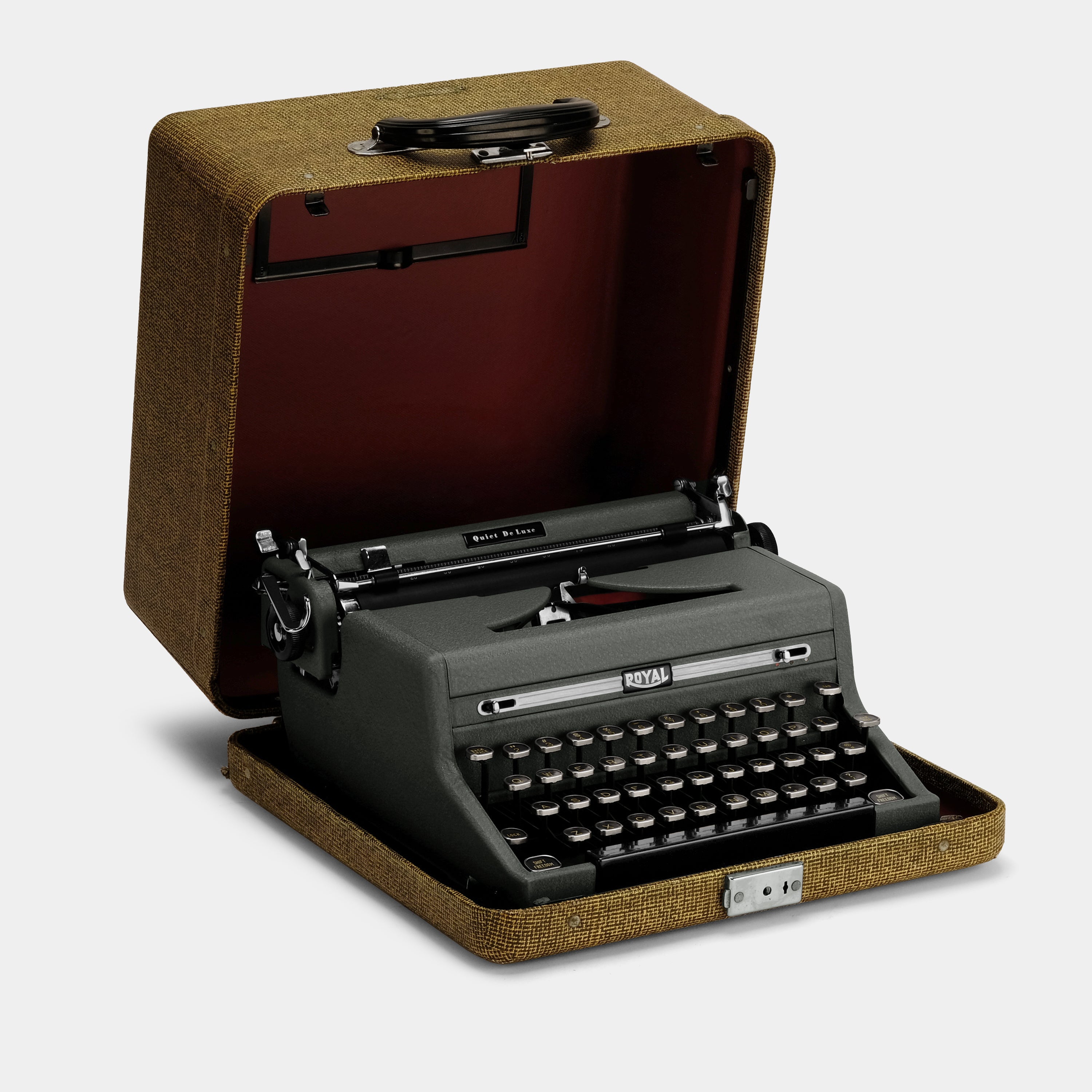 Royal Quiet De Luxe Grey Manual Typewriter and Case