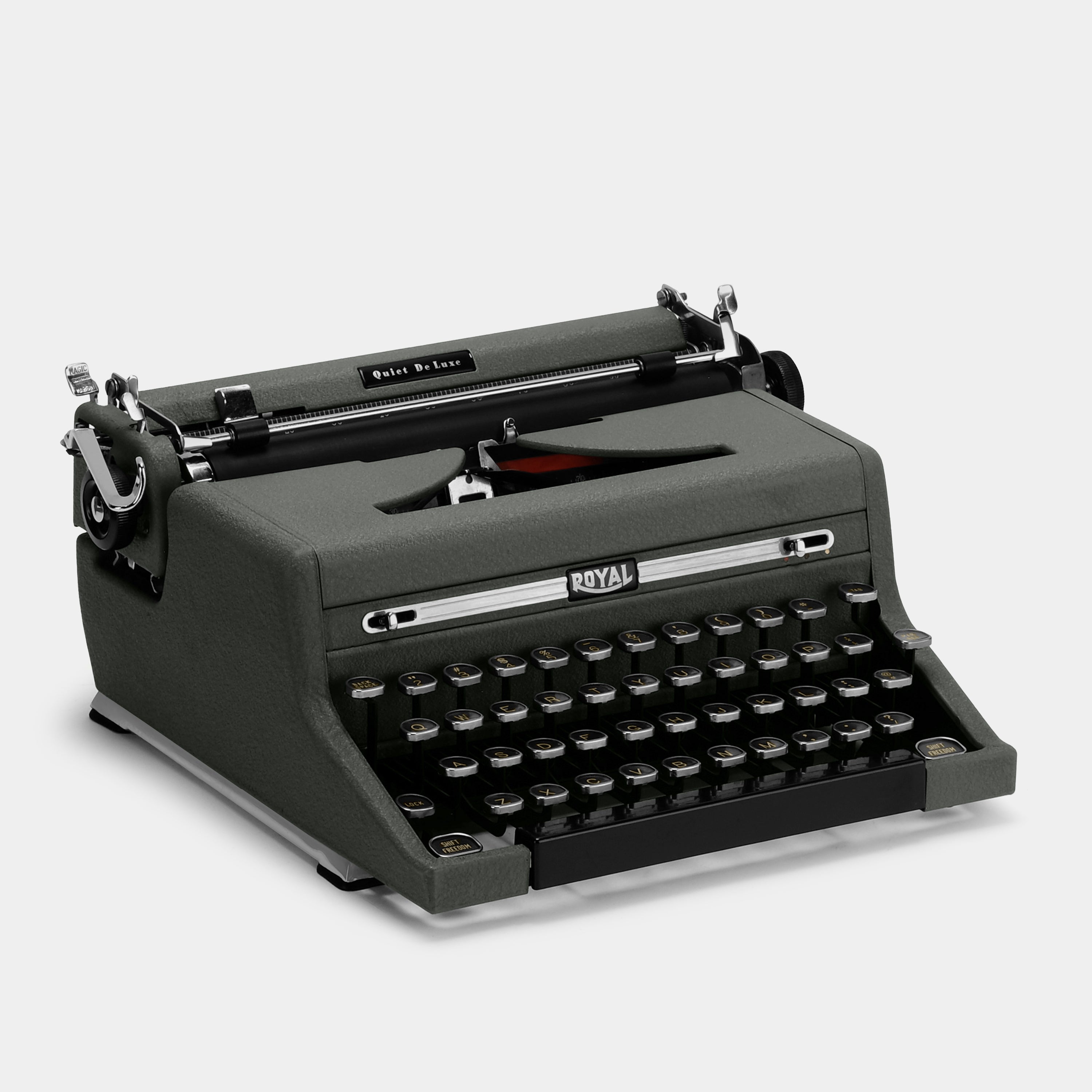 Royal Quiet De Luxe Grey Manual Typewriter and Case