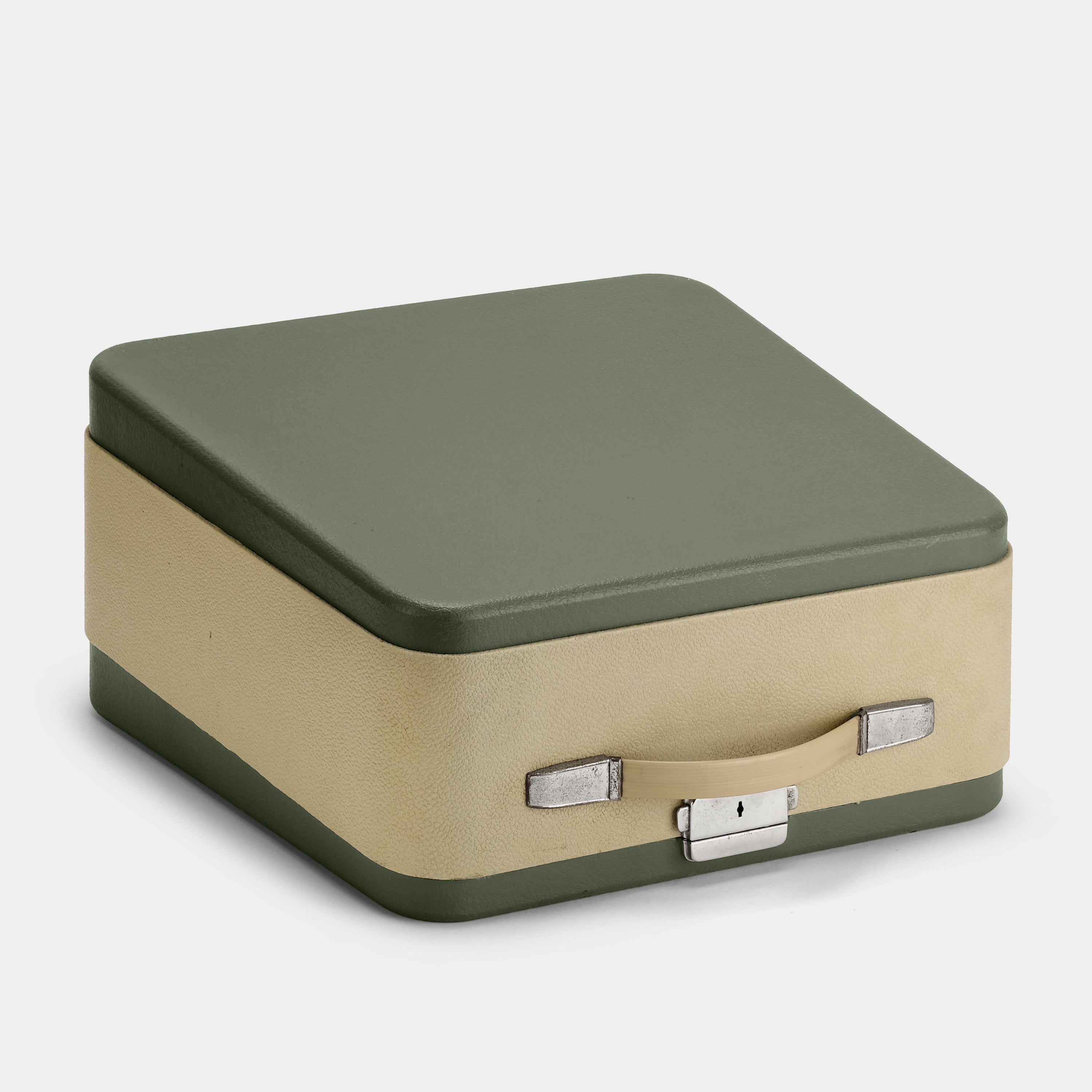 Olympia Beige and Green Manual Cursive Typewriter and Case