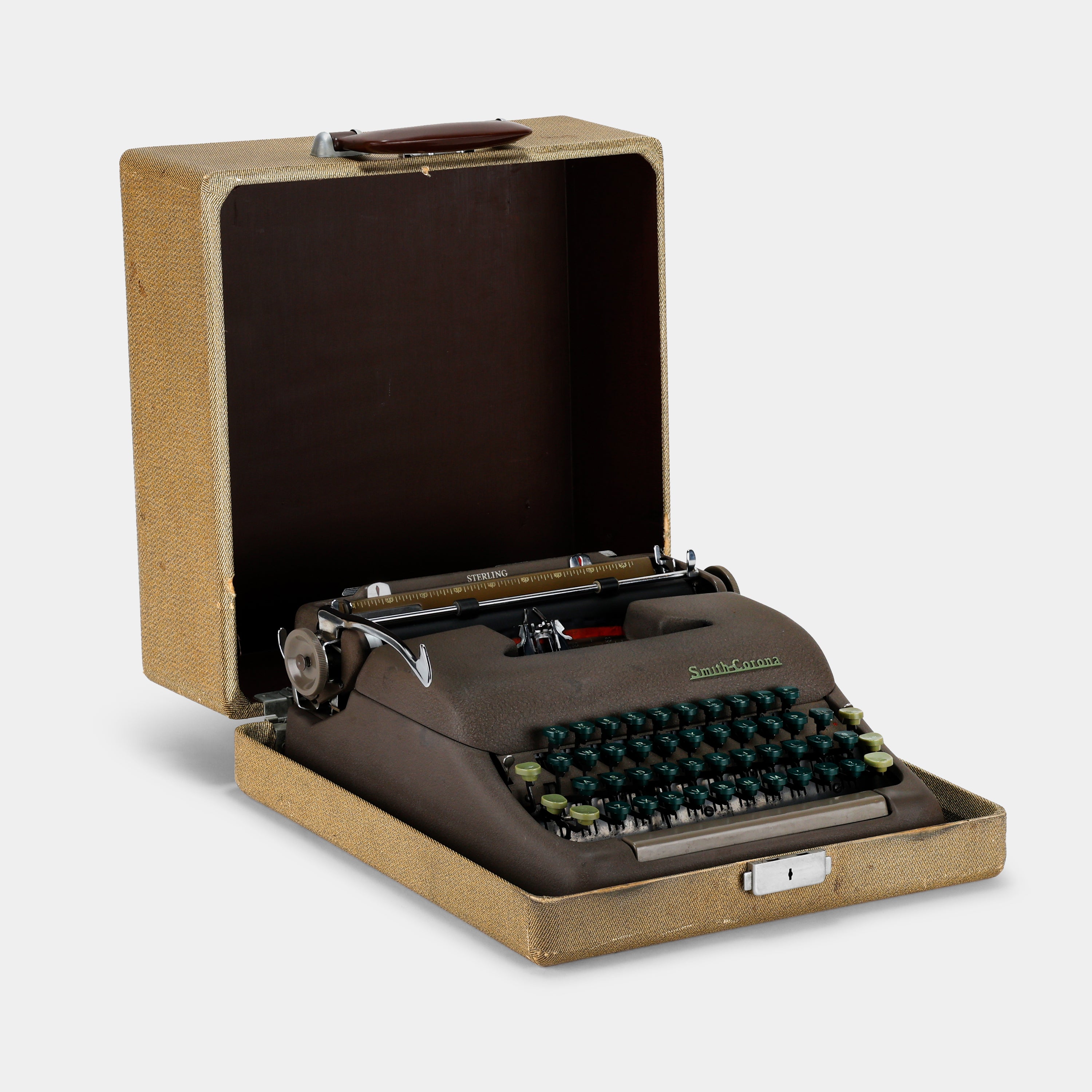Smith-Corona Sterling Brown and Green Manual Typewriter and Case