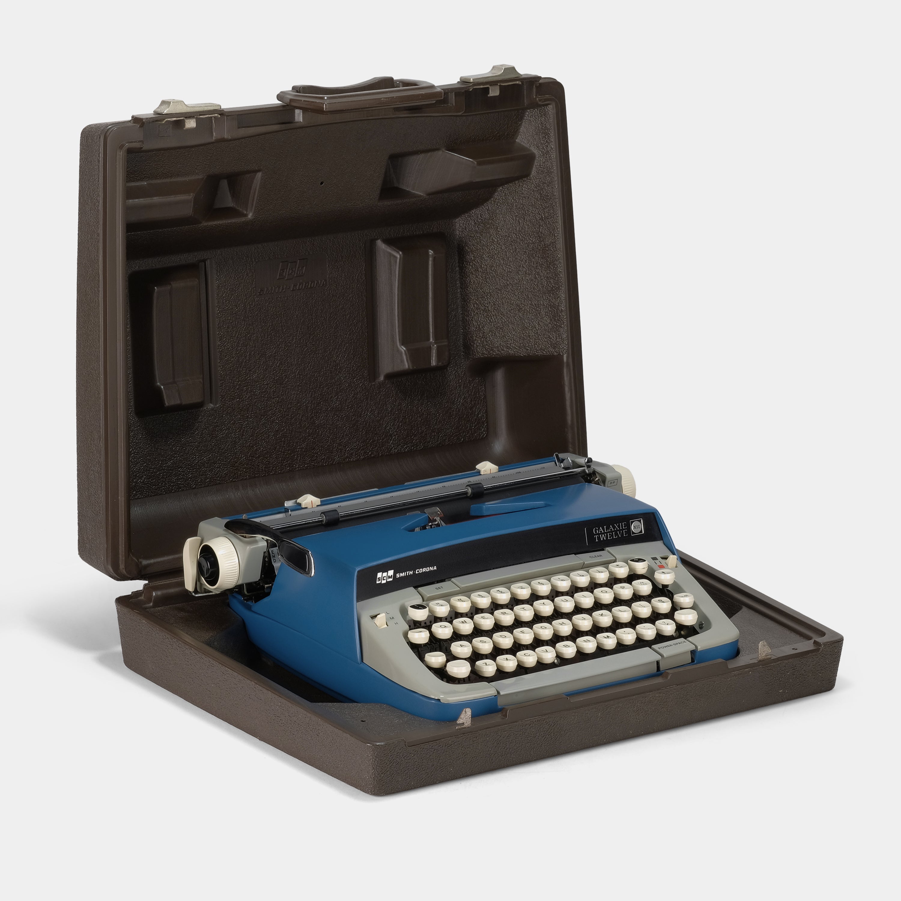 Smith-Corona Galaxie Twelve XII Blue Manual Typewriter and Case