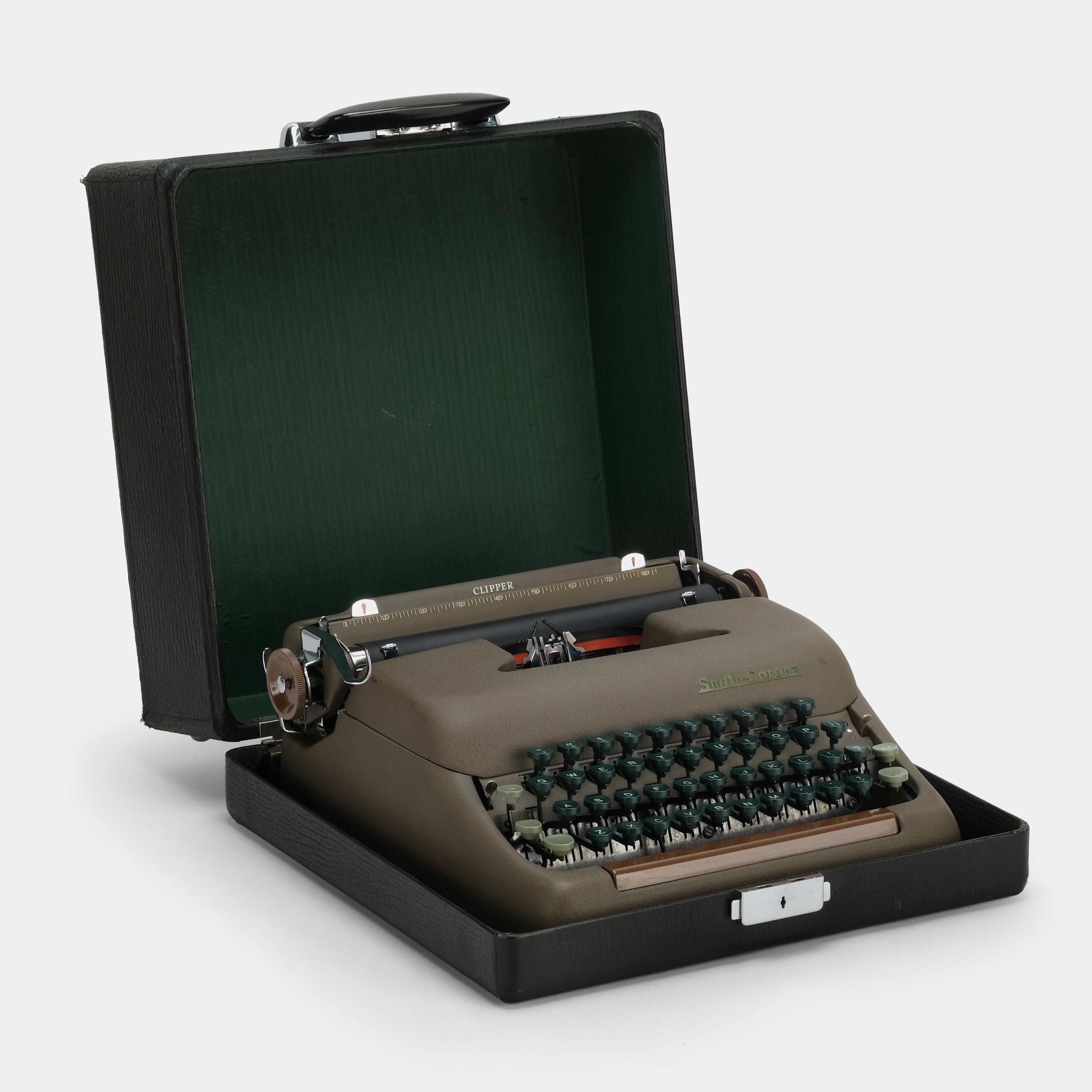 Smith-Corona Clipper Brown and Green Manual Typewriter and Case