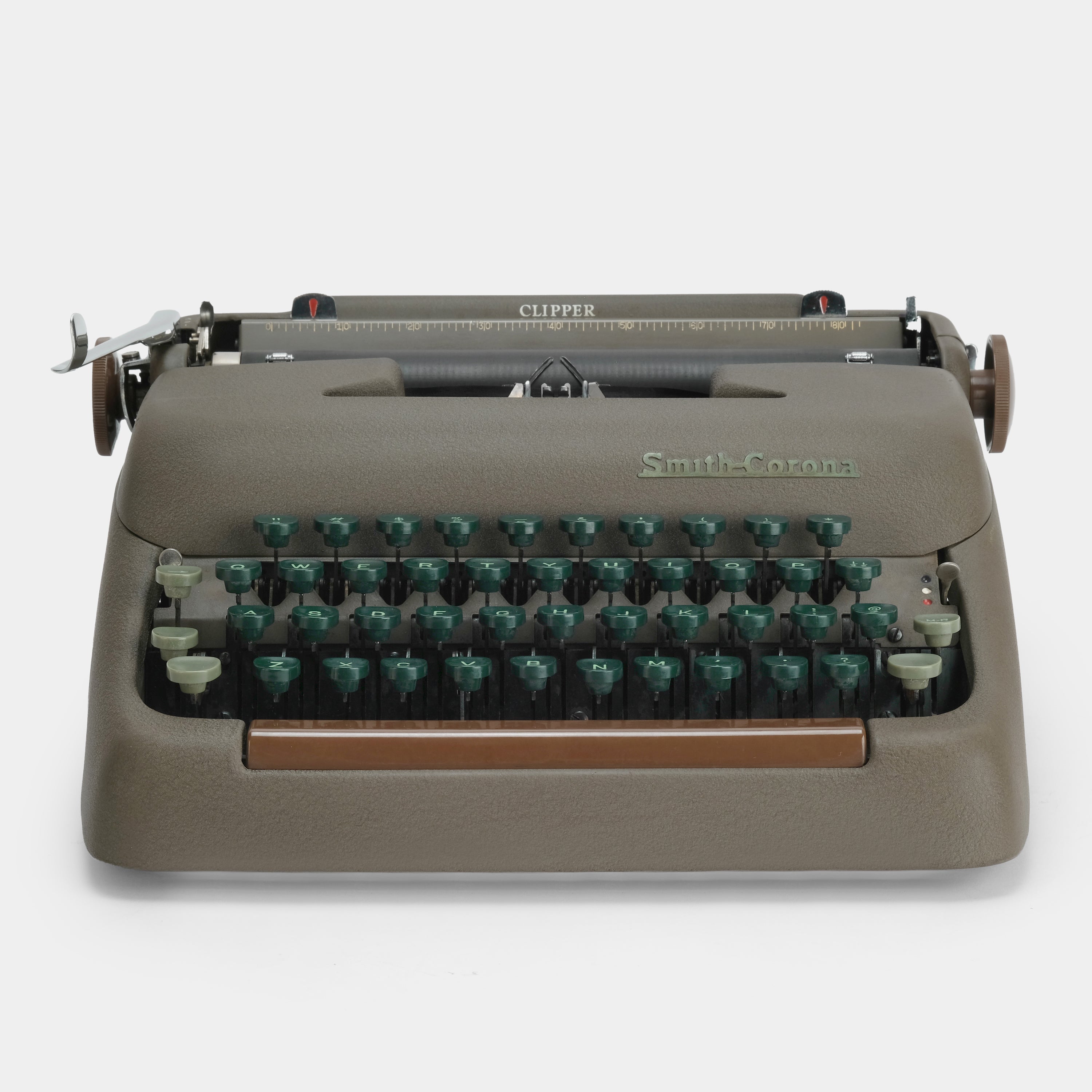 Smith-Corona Clipper Brown and Green Manual Typewriter and Case