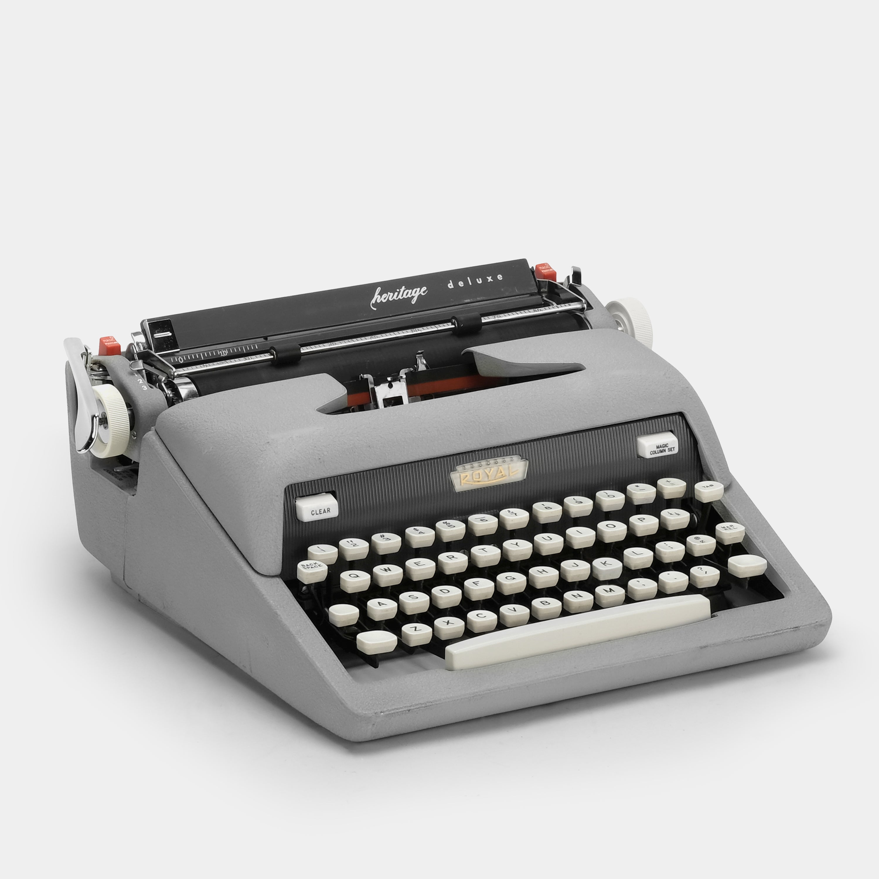 Royal Heritage Deluxe Grey Manual Typewriter and Case