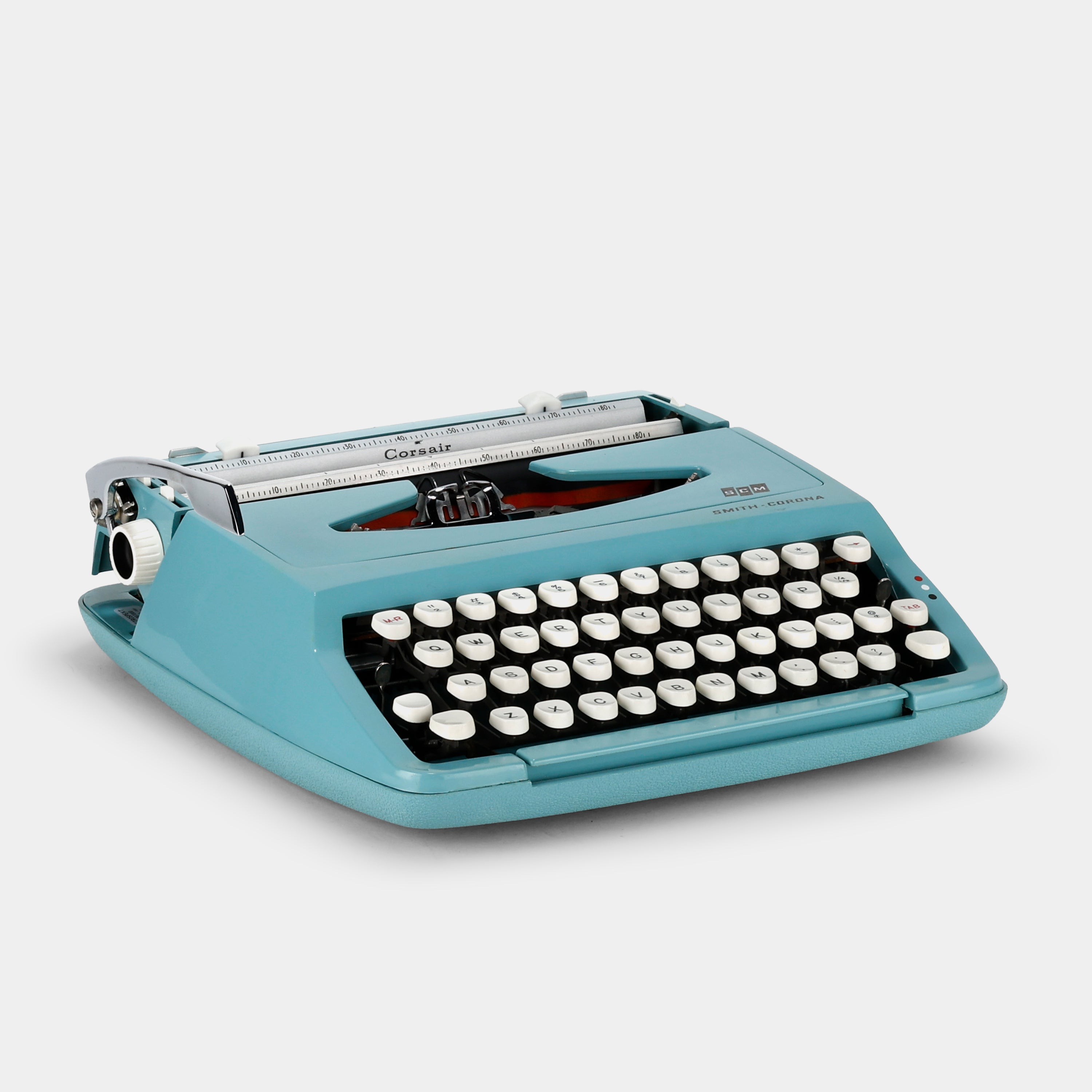 Smith-Corona Corsair Deluxe Turquoise Manual Typewriter and Case