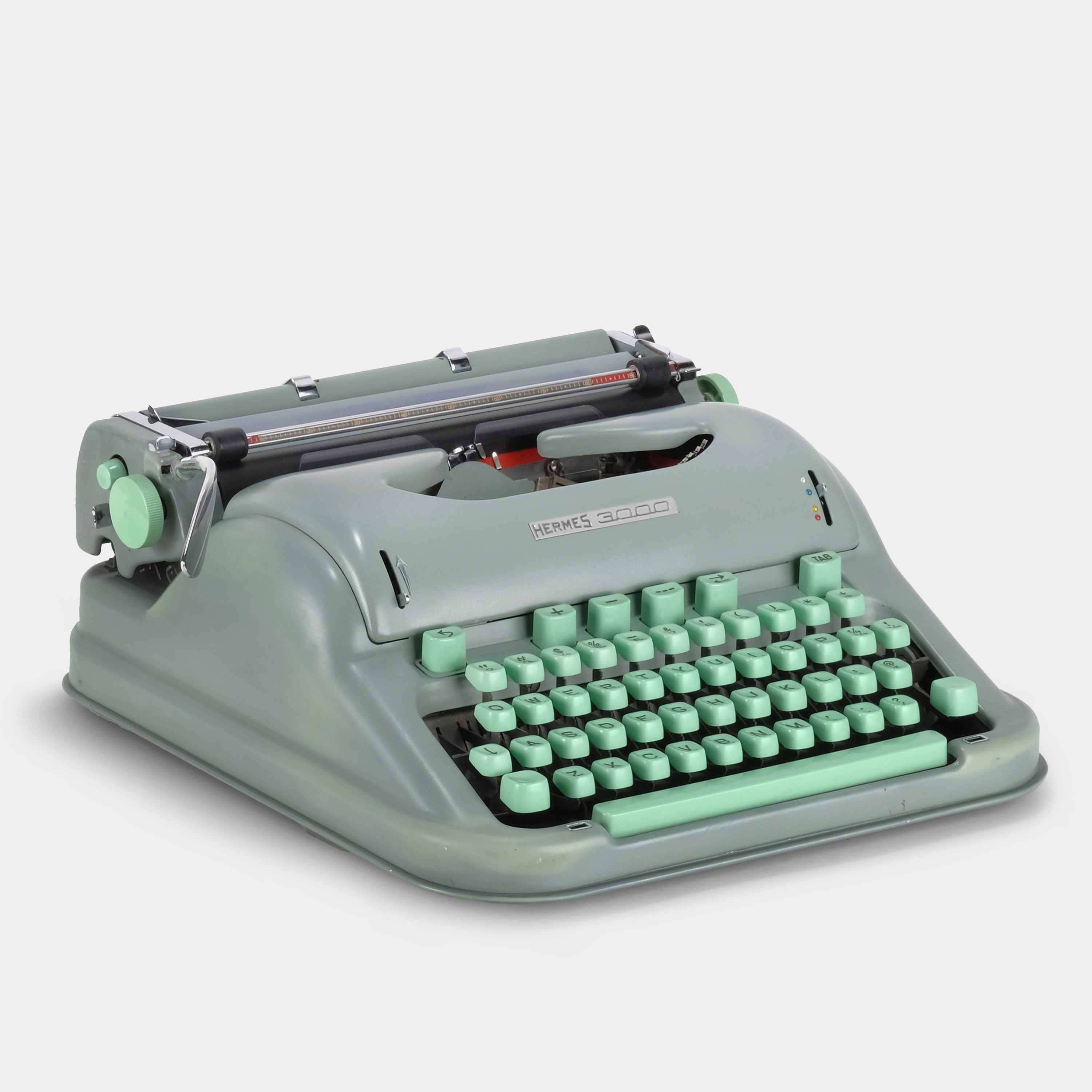 Hermes 3000 Green Manual Typewriter and Case