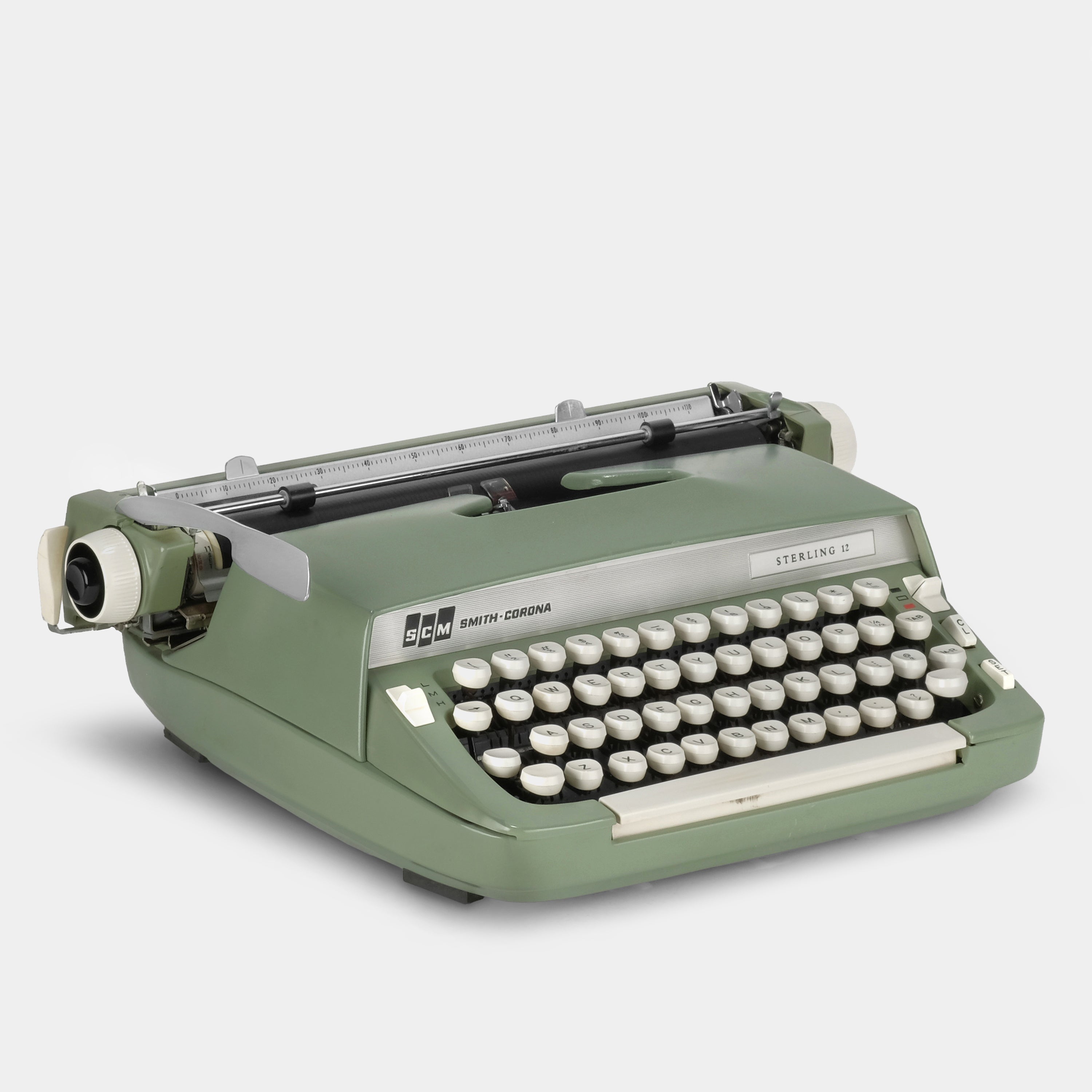 Smith-Corona Sterling 12 Green Manual Typewriter and Case