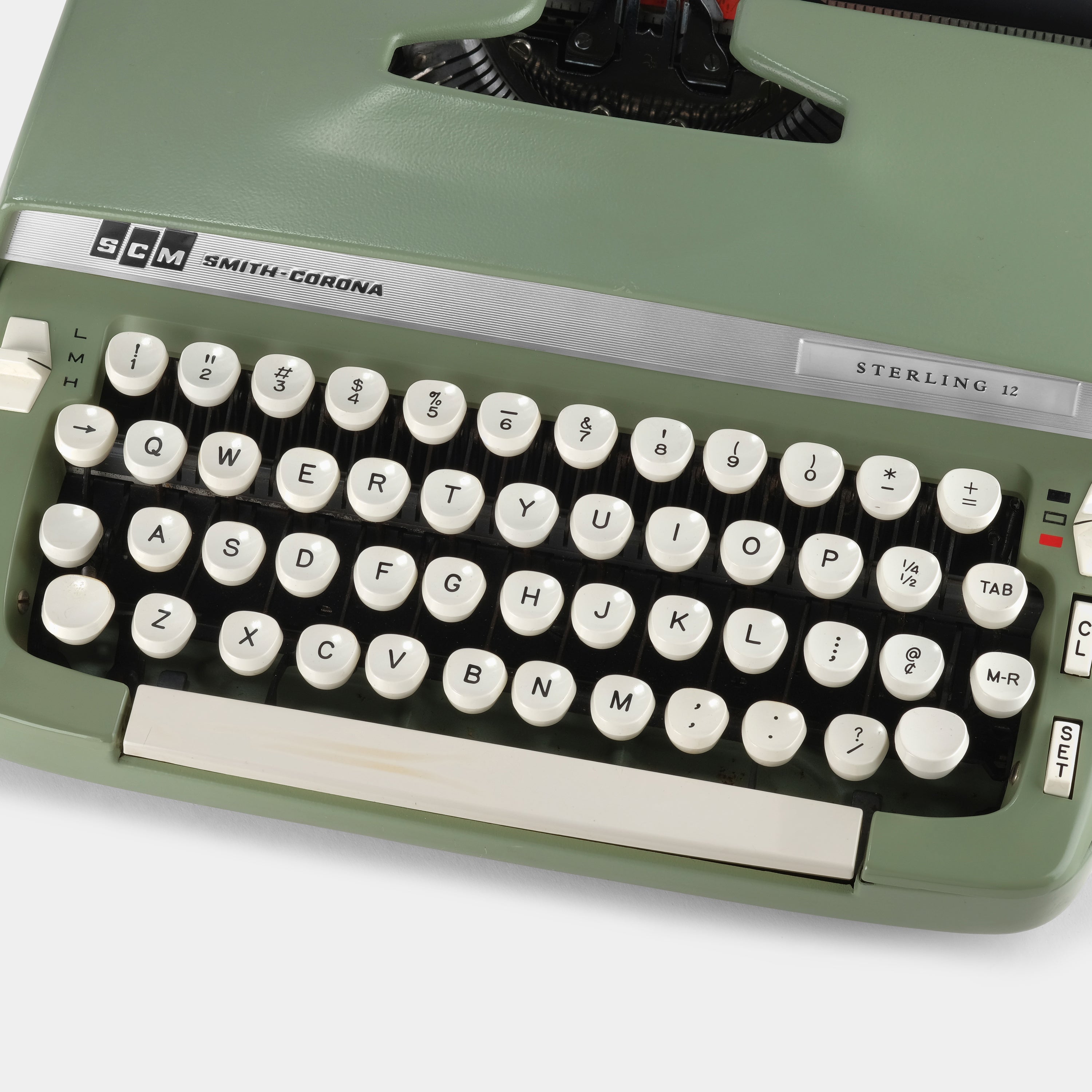 Smith-Corona Sterling 12 Green Manual Typewriter and Case