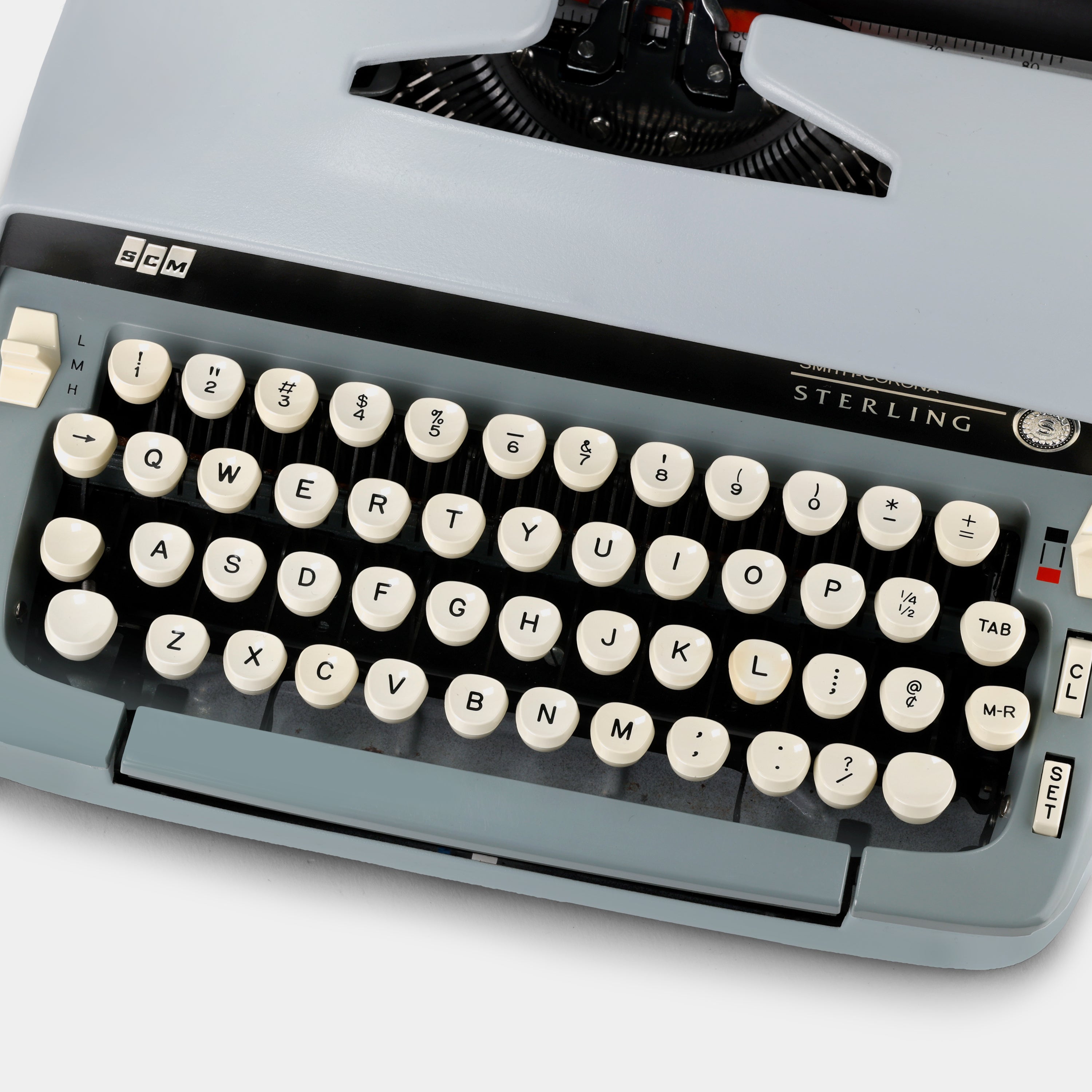 Smith-Corona Super Sterling Light Blue Manual Typewriter and Case