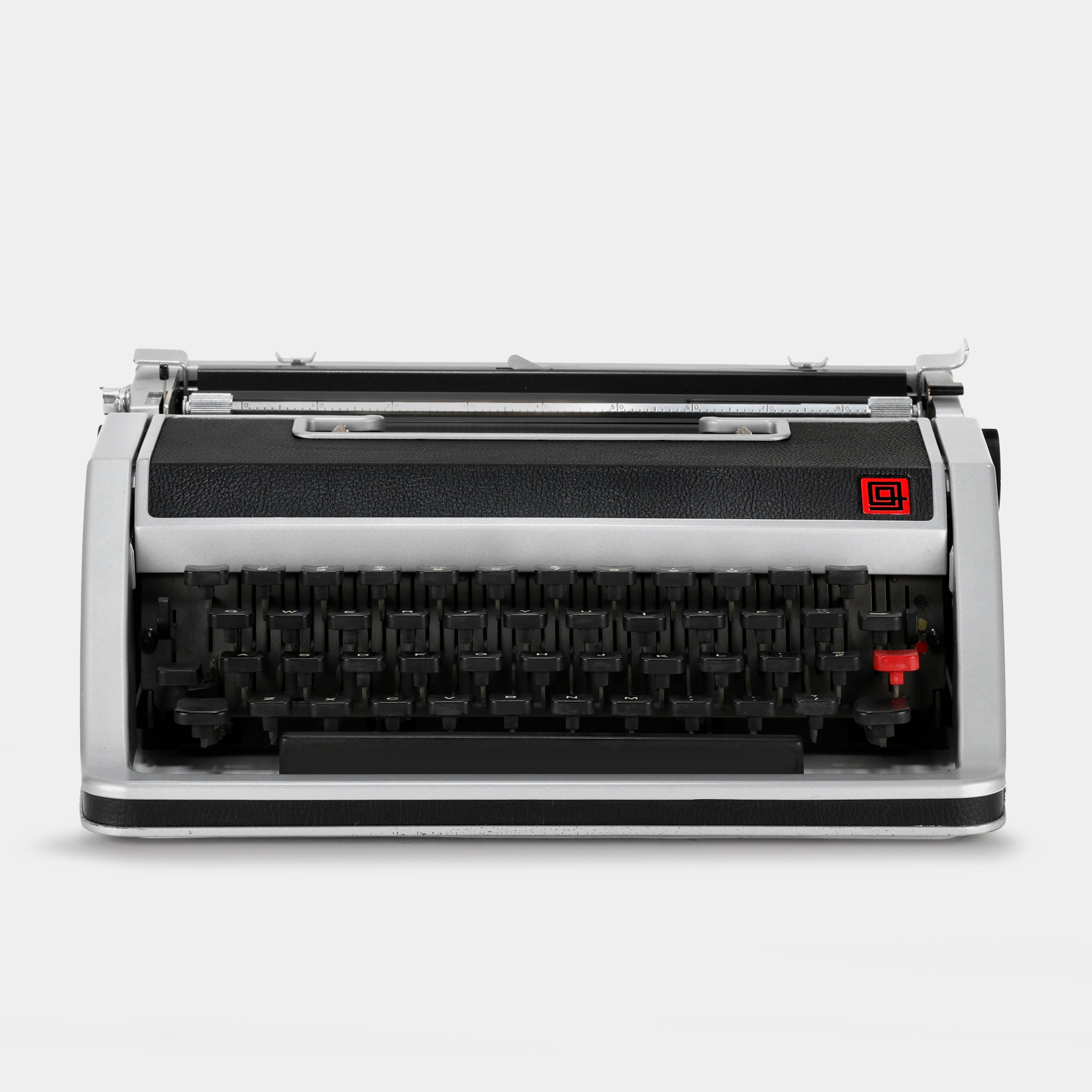 Olivetti Lettera 33 Silver and Black Typewriter and Case