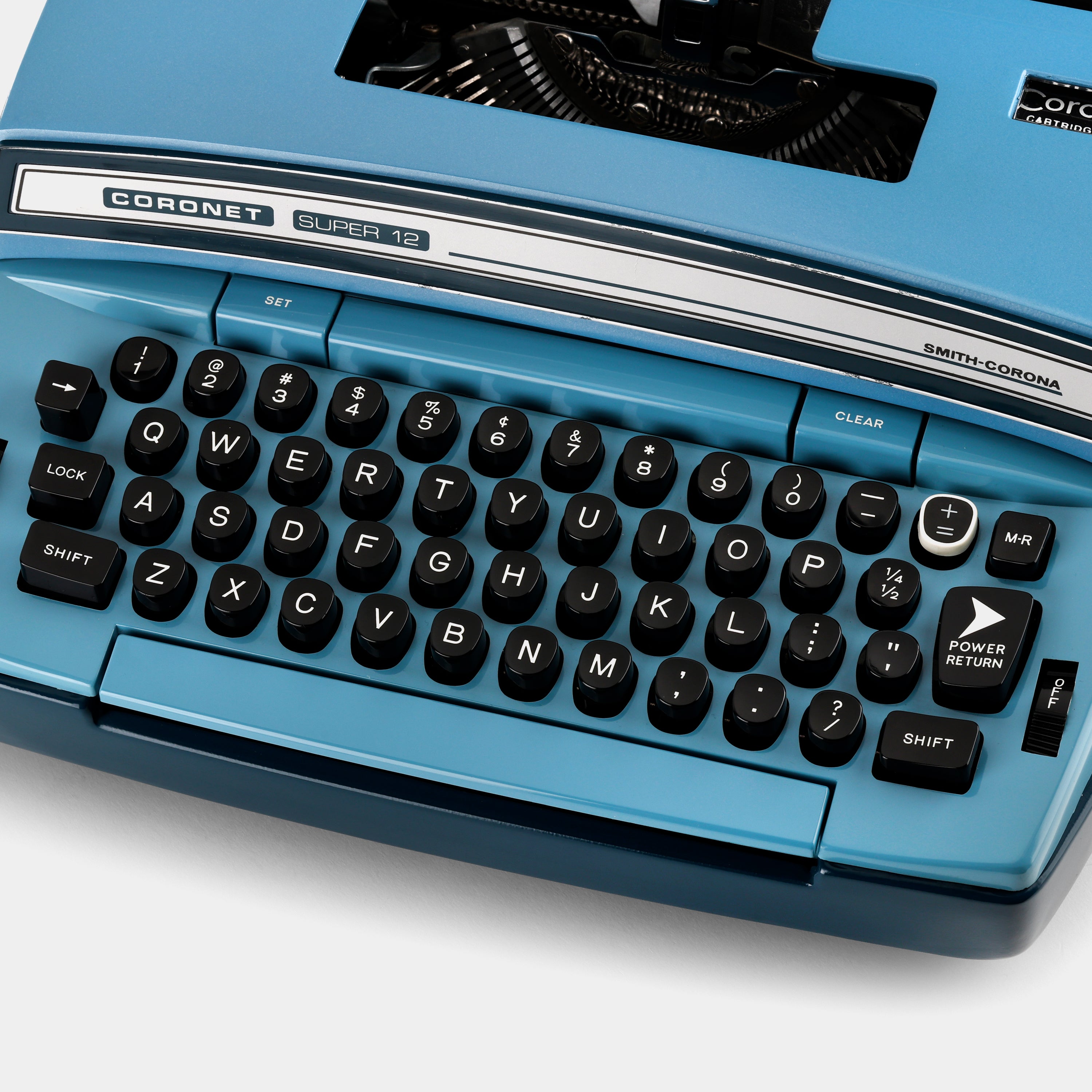 Smith-Corona Coronet Super 12 Coronamatic Blue Electric Typewriter and Case