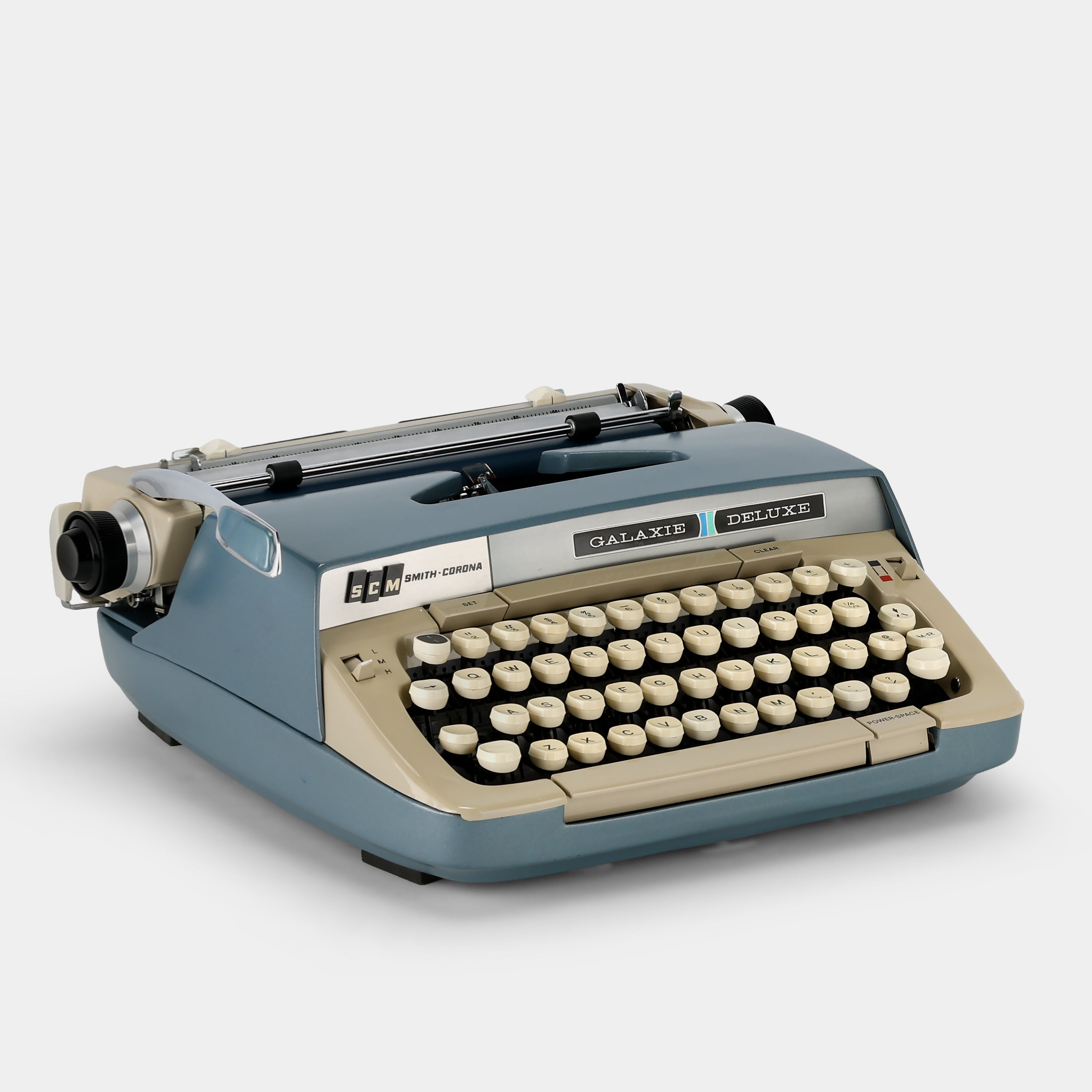 Smith-Corona Galaxie Deluxe Blue Manual Typewriter and Case