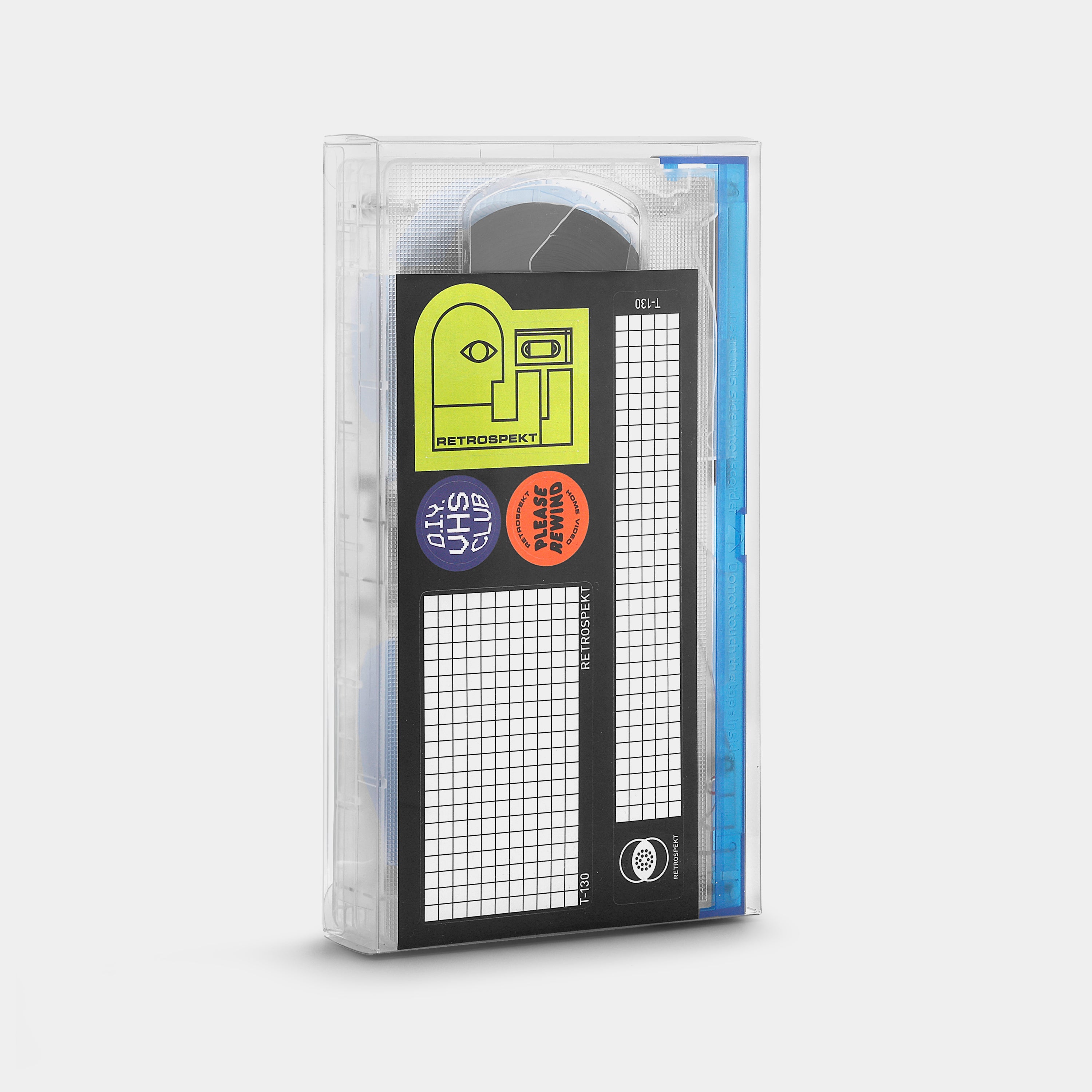 Transparent Clear and Blue Blank T-130 VHS Tape