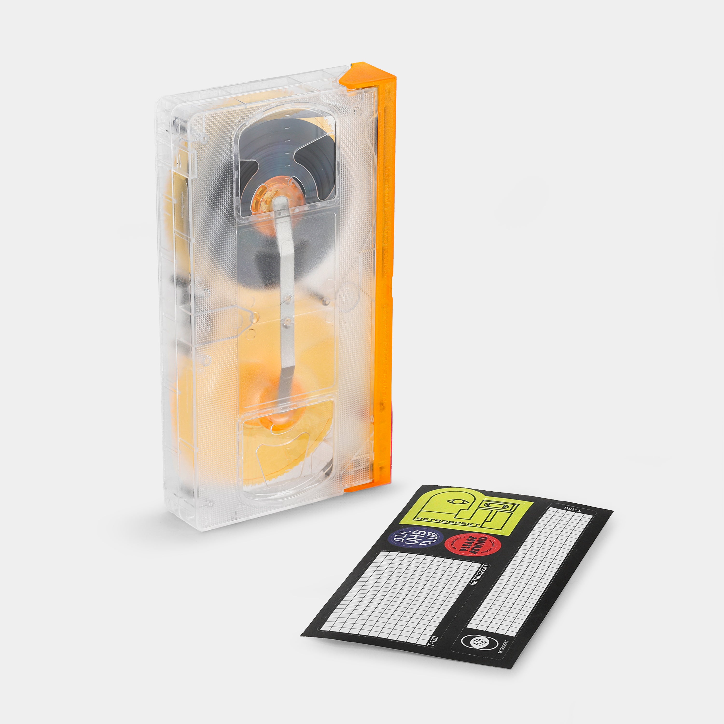 Transparent Clear and Orange Blank T-130 VHS Tape