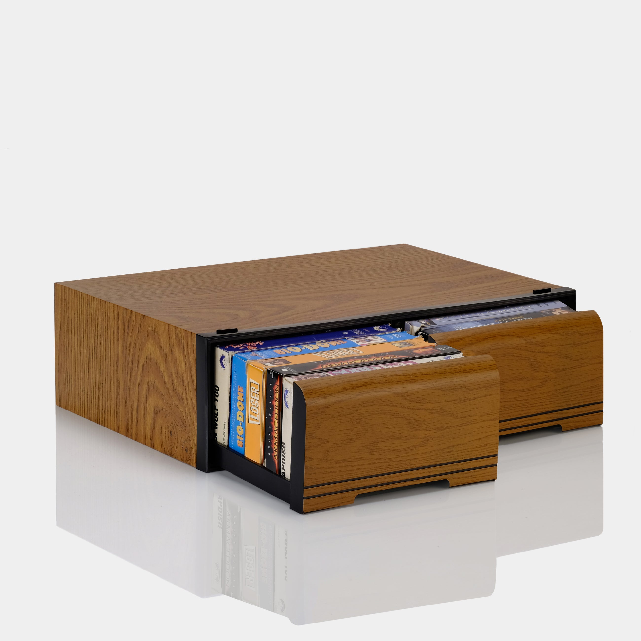 Wood Veneer VHS Tape Storage Drawers