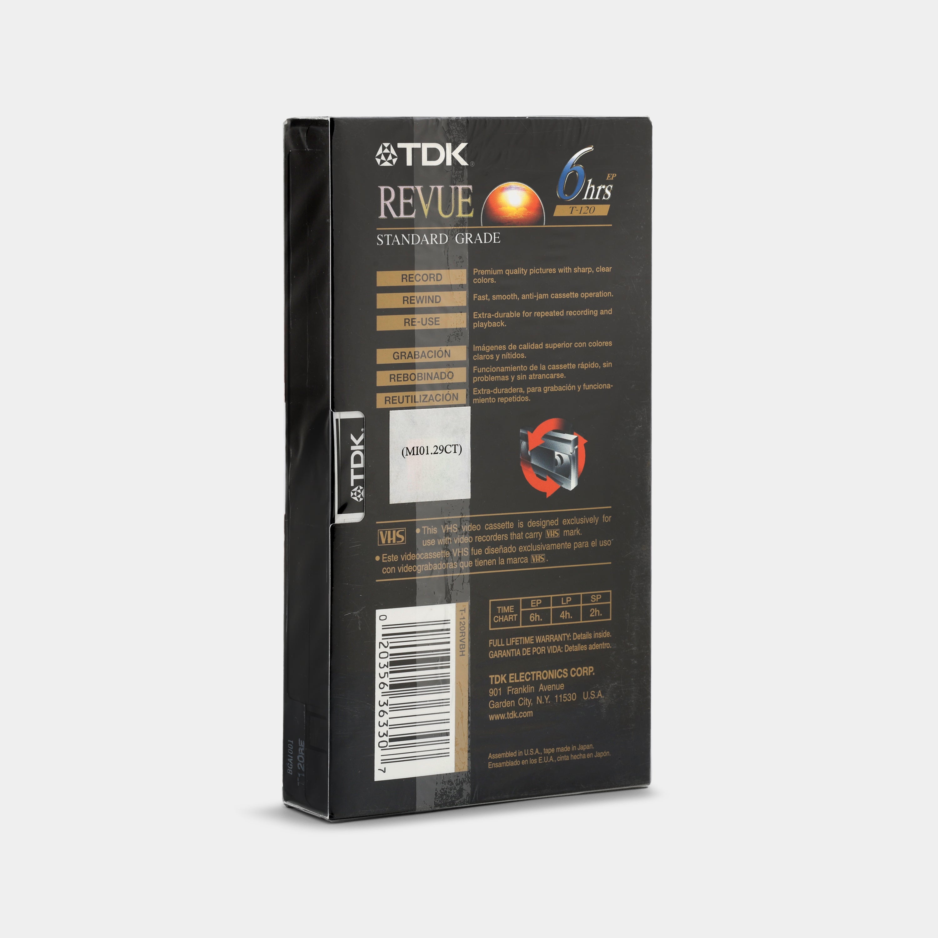 TDK Revue Standard Grade T-120 Blank Recordable VHS Tape