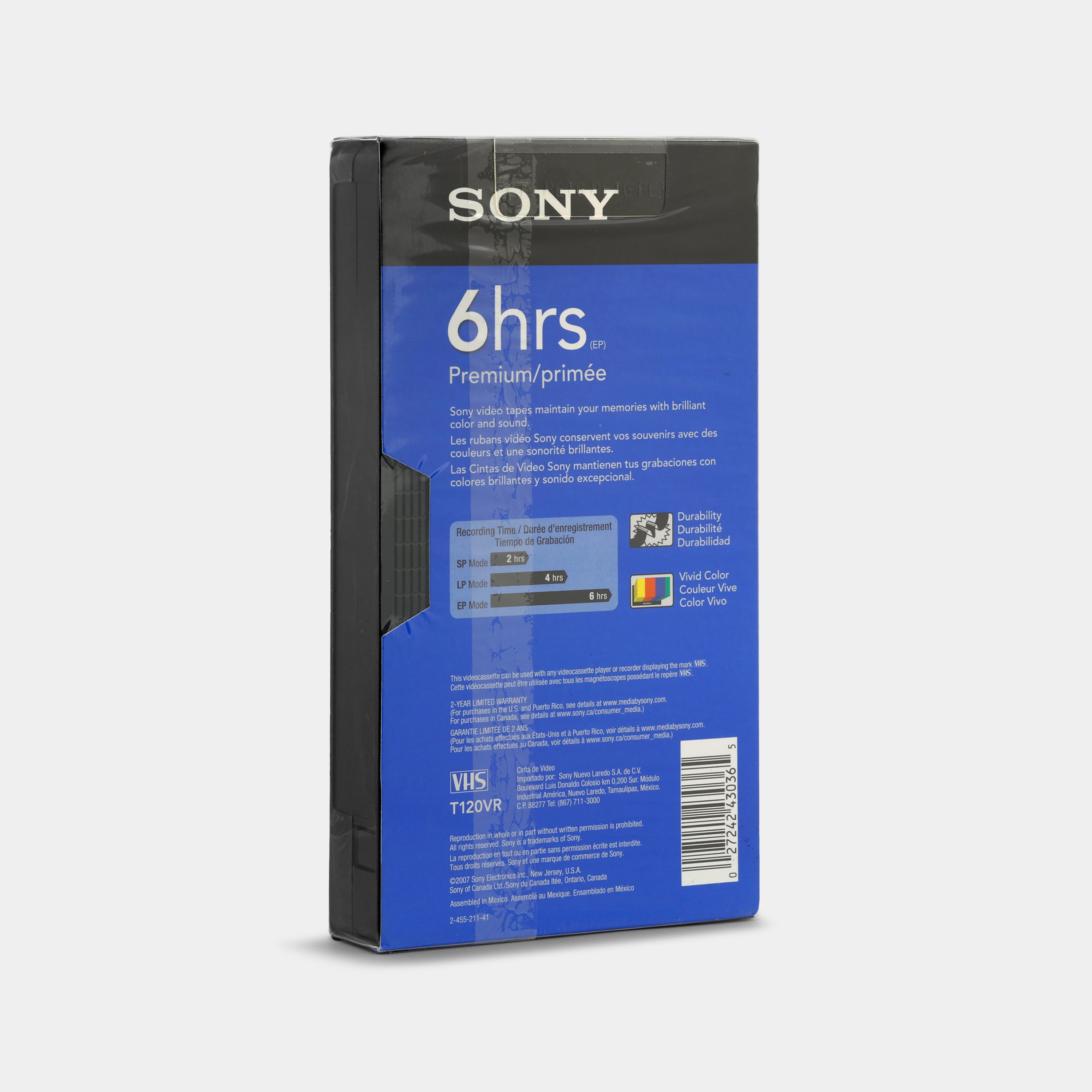 Sony 6 Hours (EP) Premium T-120 Blank Recordable VHS Tape