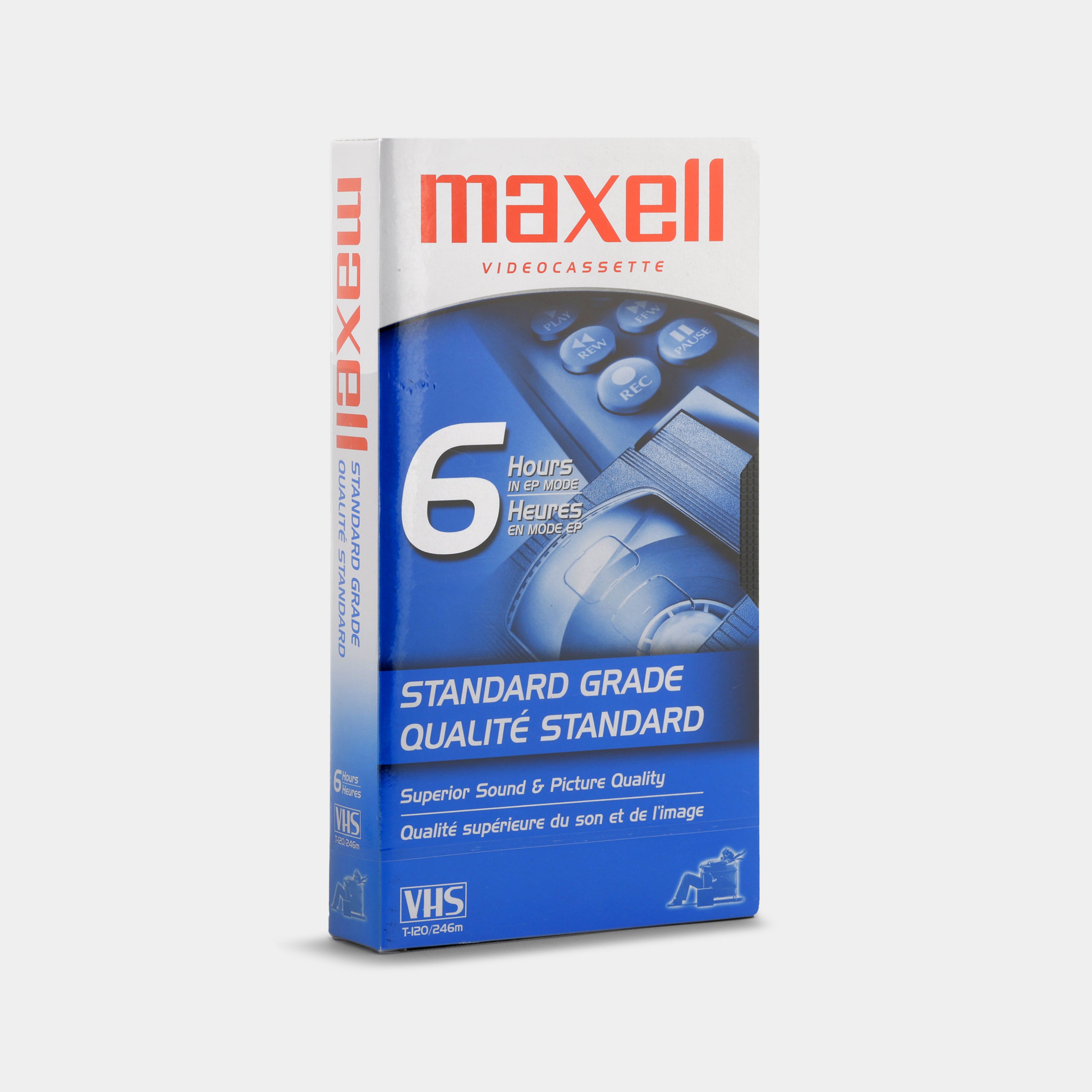 Maxell 6 Hours Standard Grade T-120 / 246m Blank Recordable VHS Tape