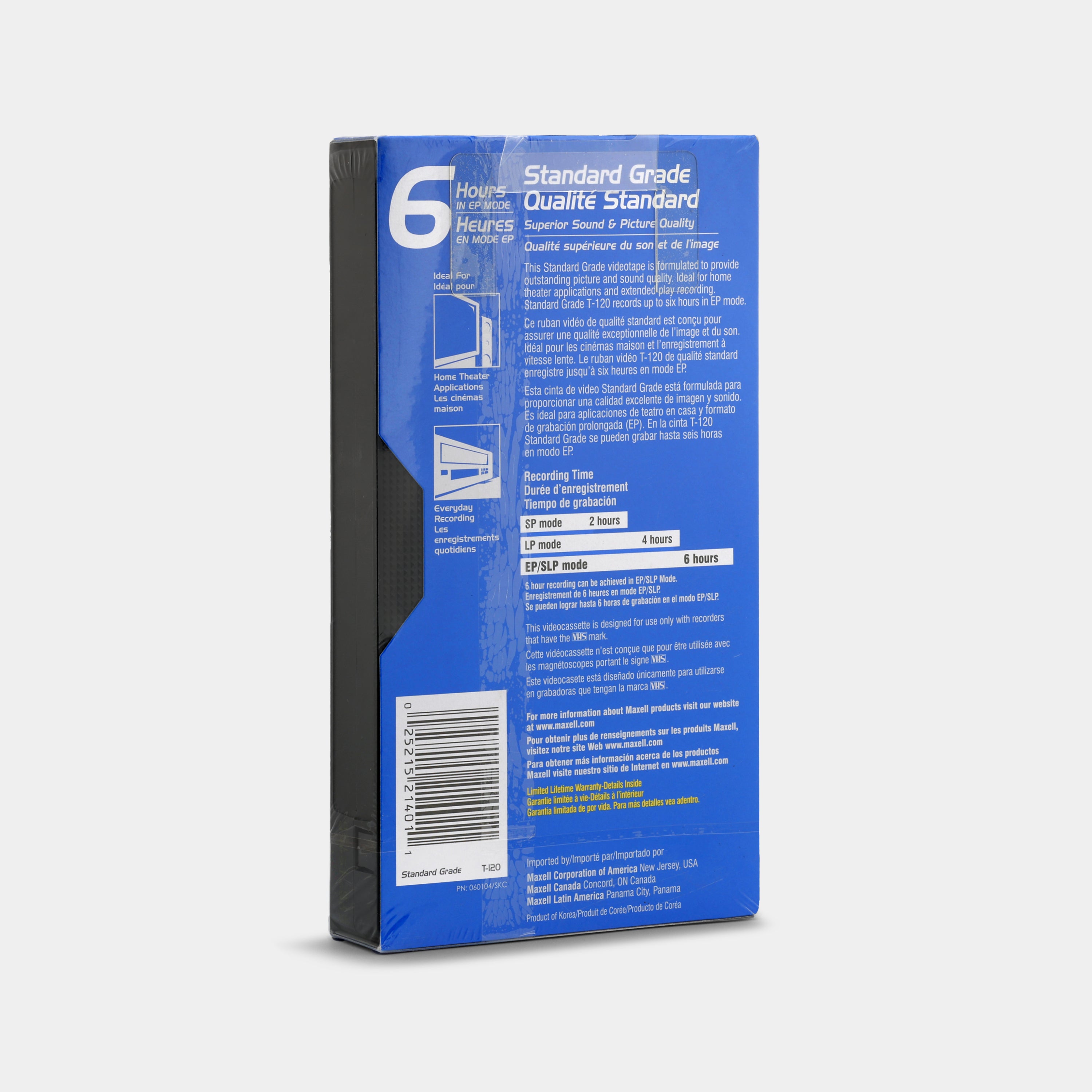 Maxell 6 Hours Standard Grade T-120 / 246m Blank Recordable VHS Tape