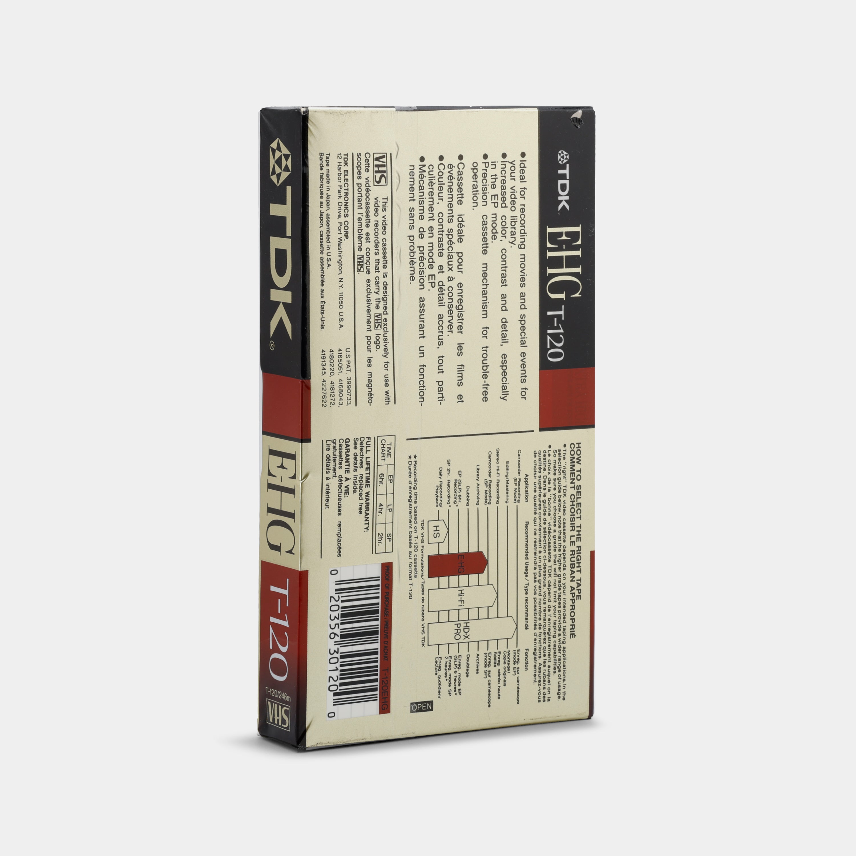 TDK E-HG Extra High Grade Sound & Color T-120 Blank Recordable VHS Tape