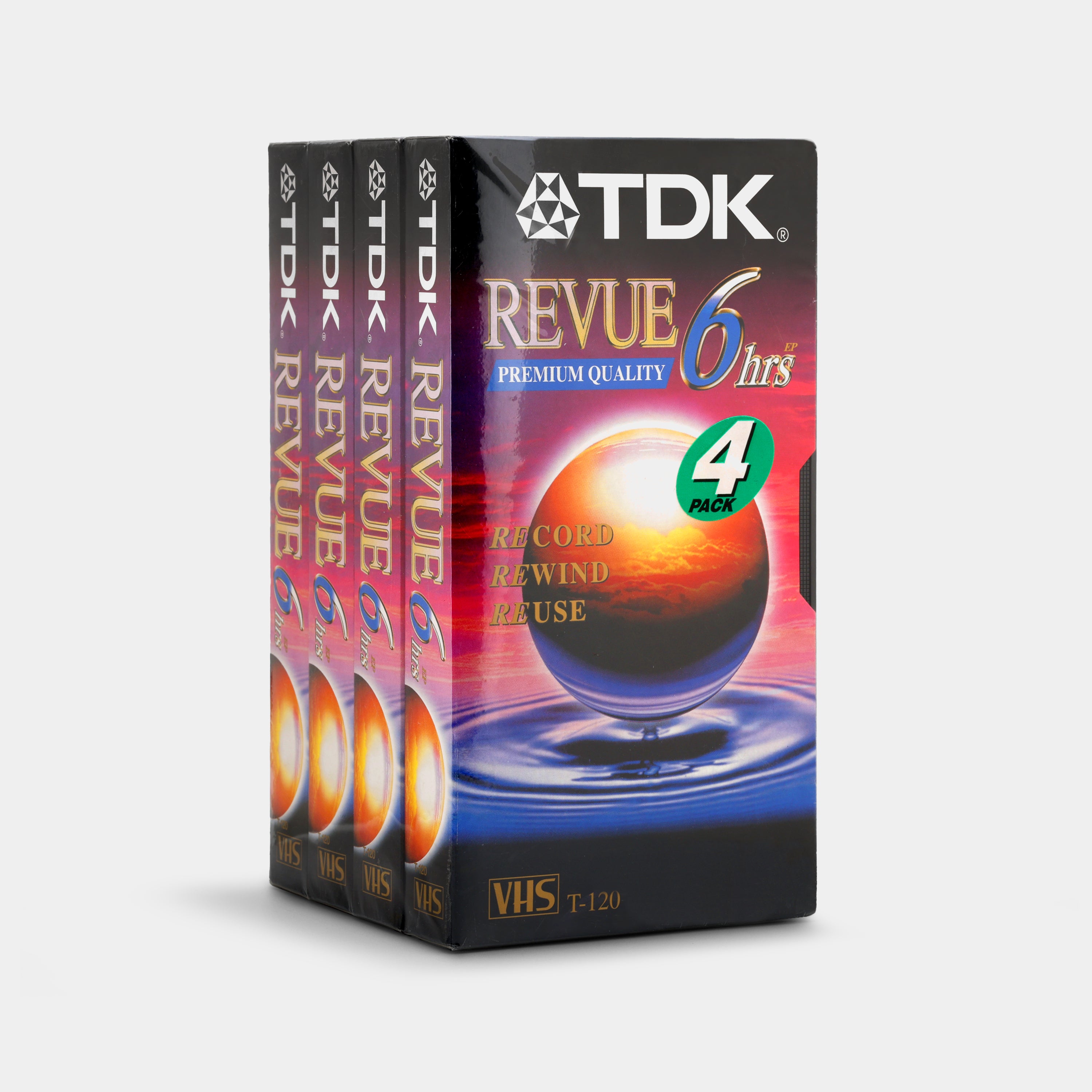 TDK Premium Quality 6 Hours T-120 Blank Recordable VHS Tape 4 Pack Set