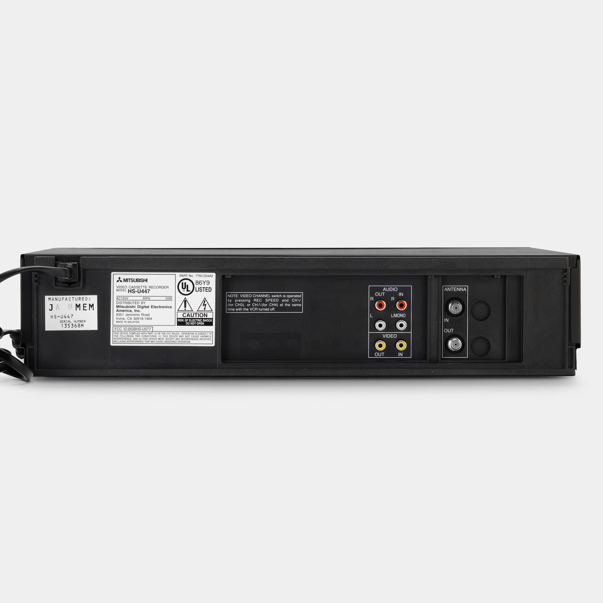 Mitsubishi HS-U447 VCR VHS Player