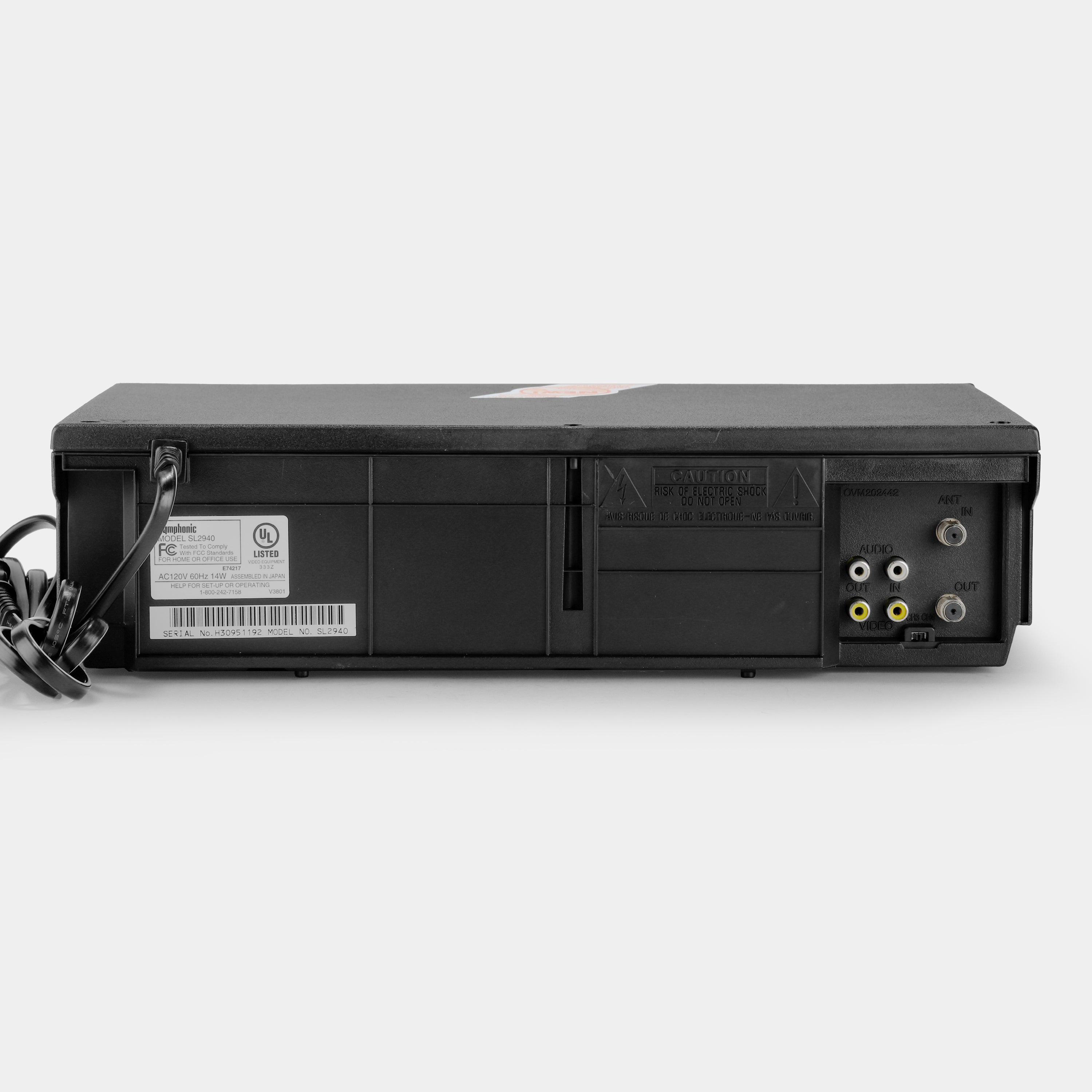 Symphonic SL2940 VCR VHS Player