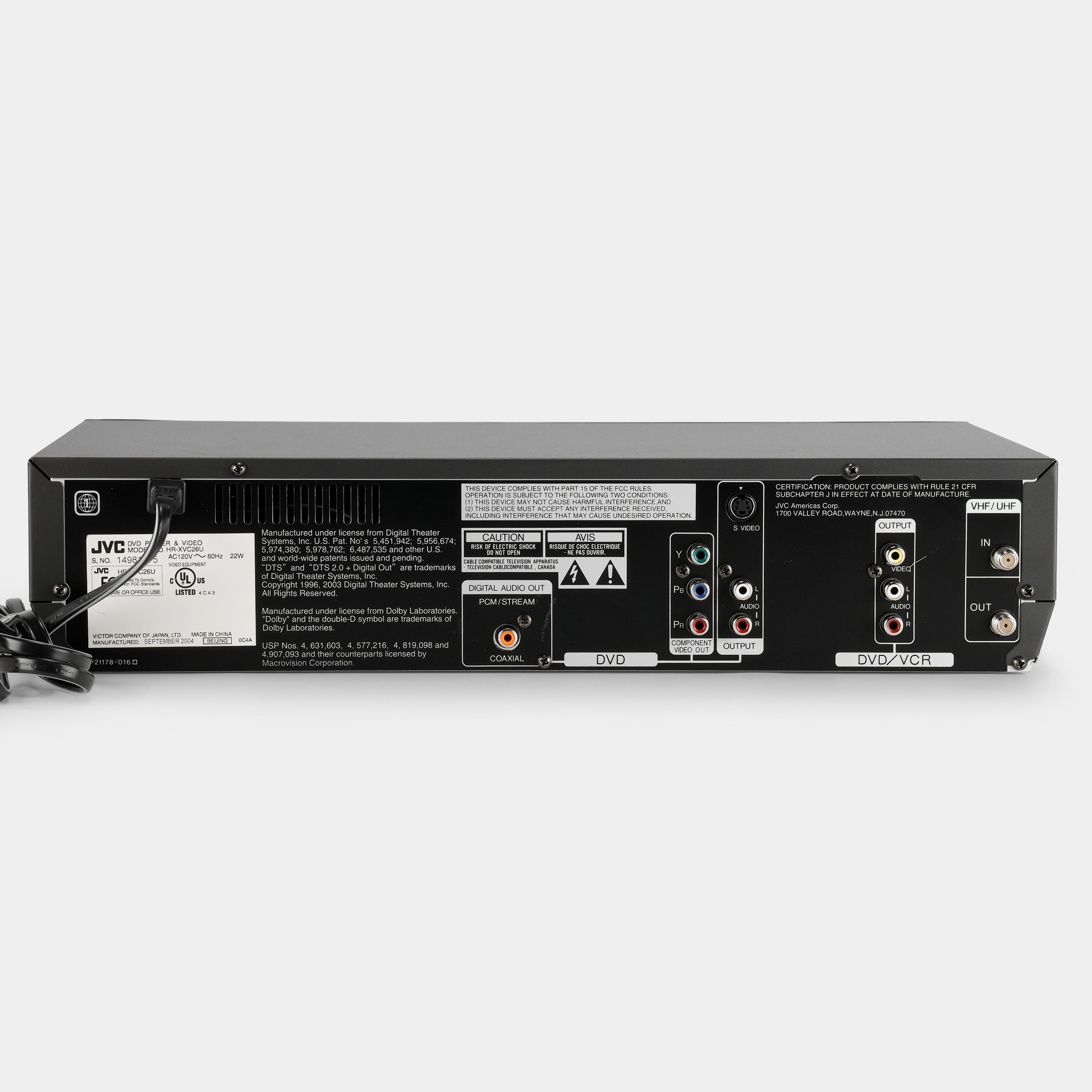 JVC HR-XVC266U VCR VHS and DVD Player
