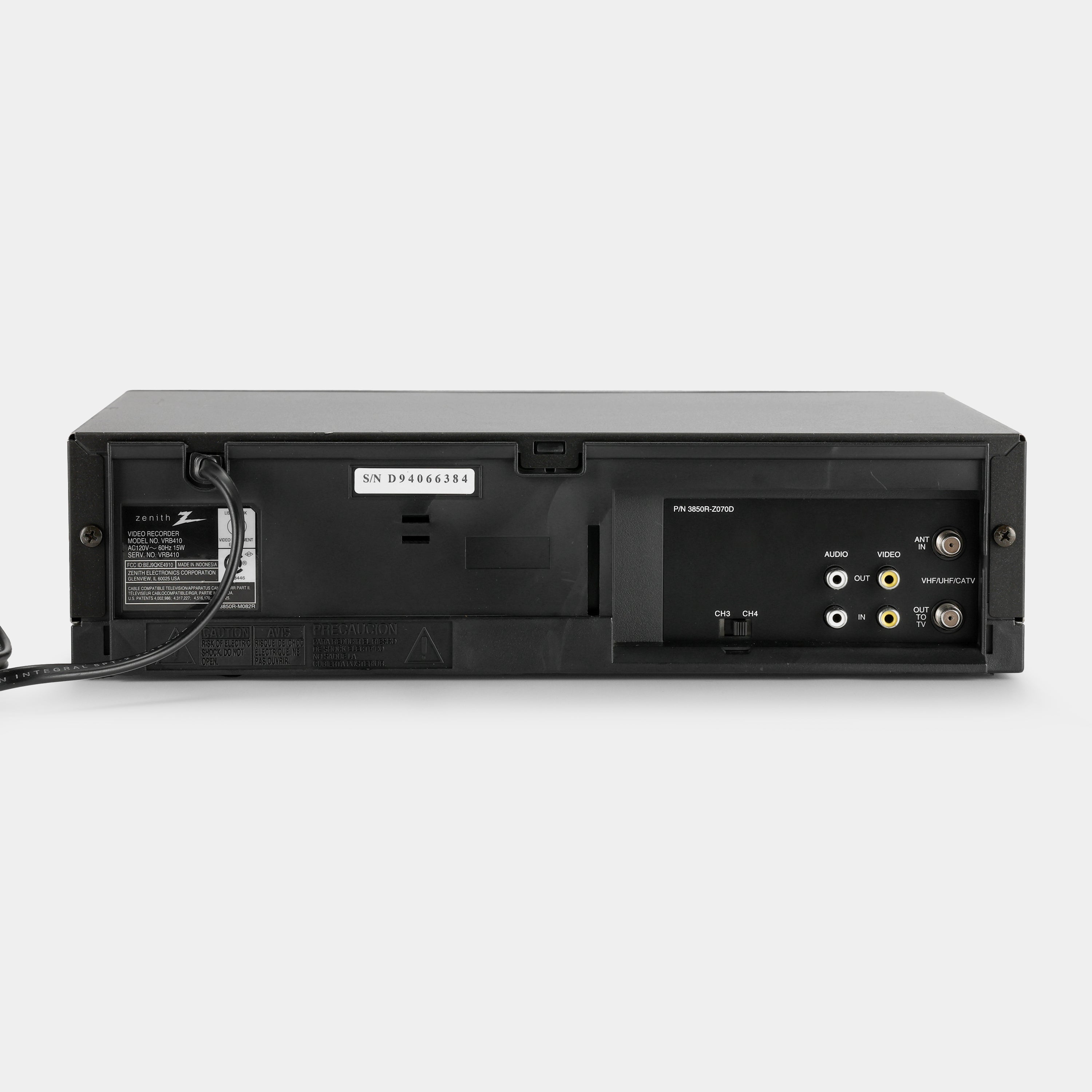 S-VHS 60未開封 Zenith VRB410 VCR VHS Player – Retrospekt